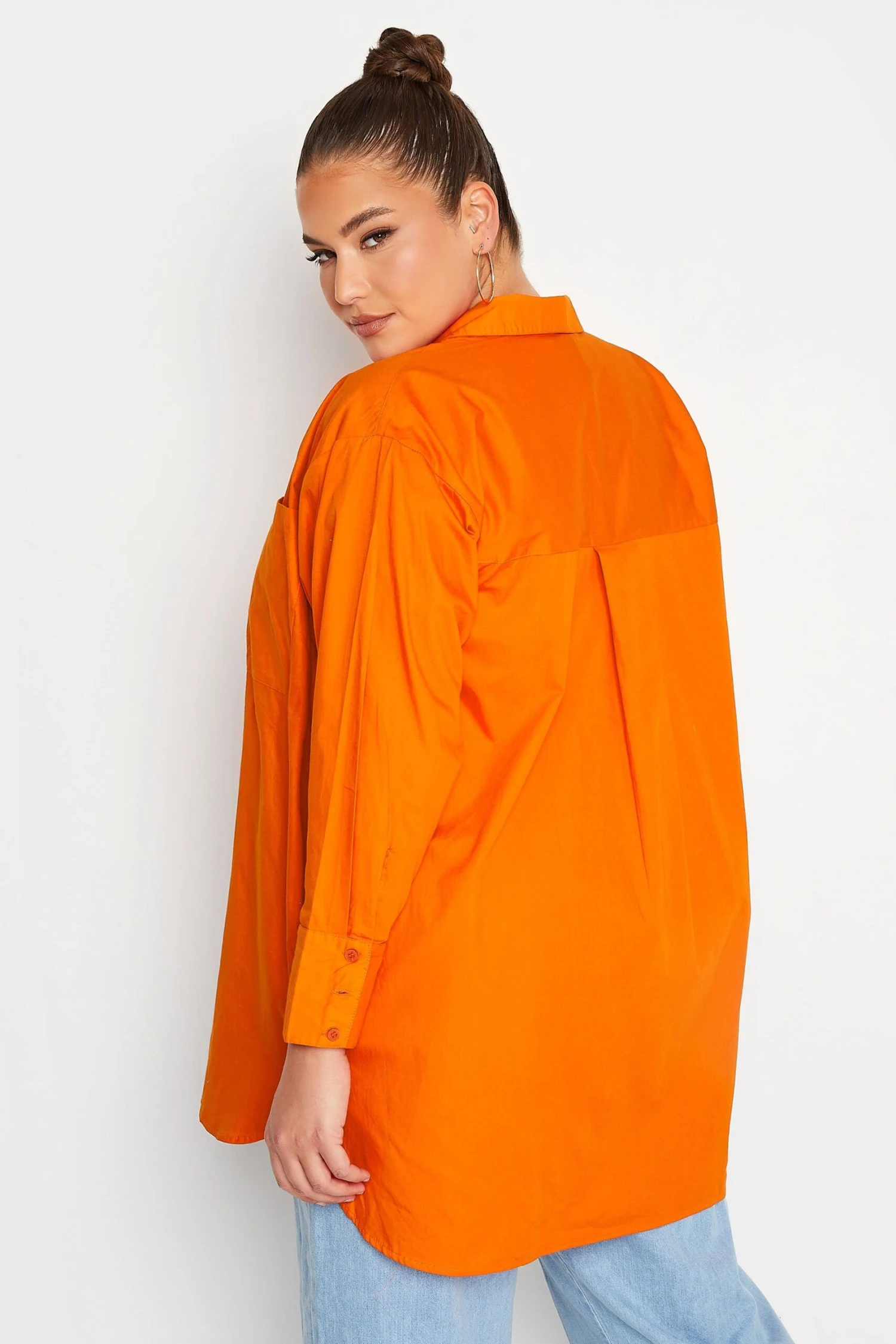 LIMITED COLLECTION Curve Bright Orange Oversized Boyfriend Shirt - Image 3