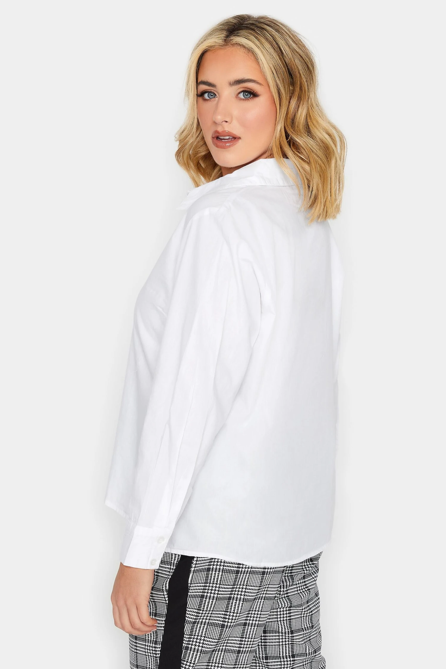 YOURS PETITE Curve White Fitted Cotton Shirt - Image 2