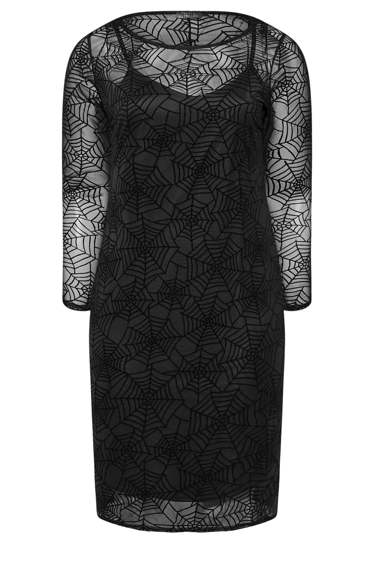YOURS LONDON Curve Black Flocked Mesh Bodycon Dress - Image 5