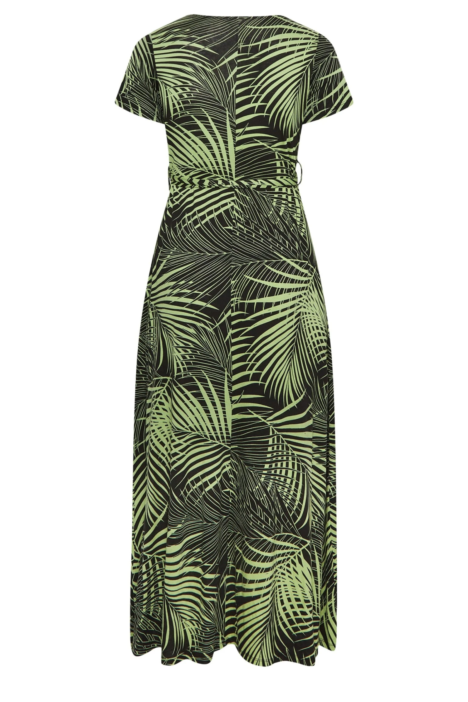 YOURS Curve Green Leaf Print Wrap Maxi Dress - Image 6