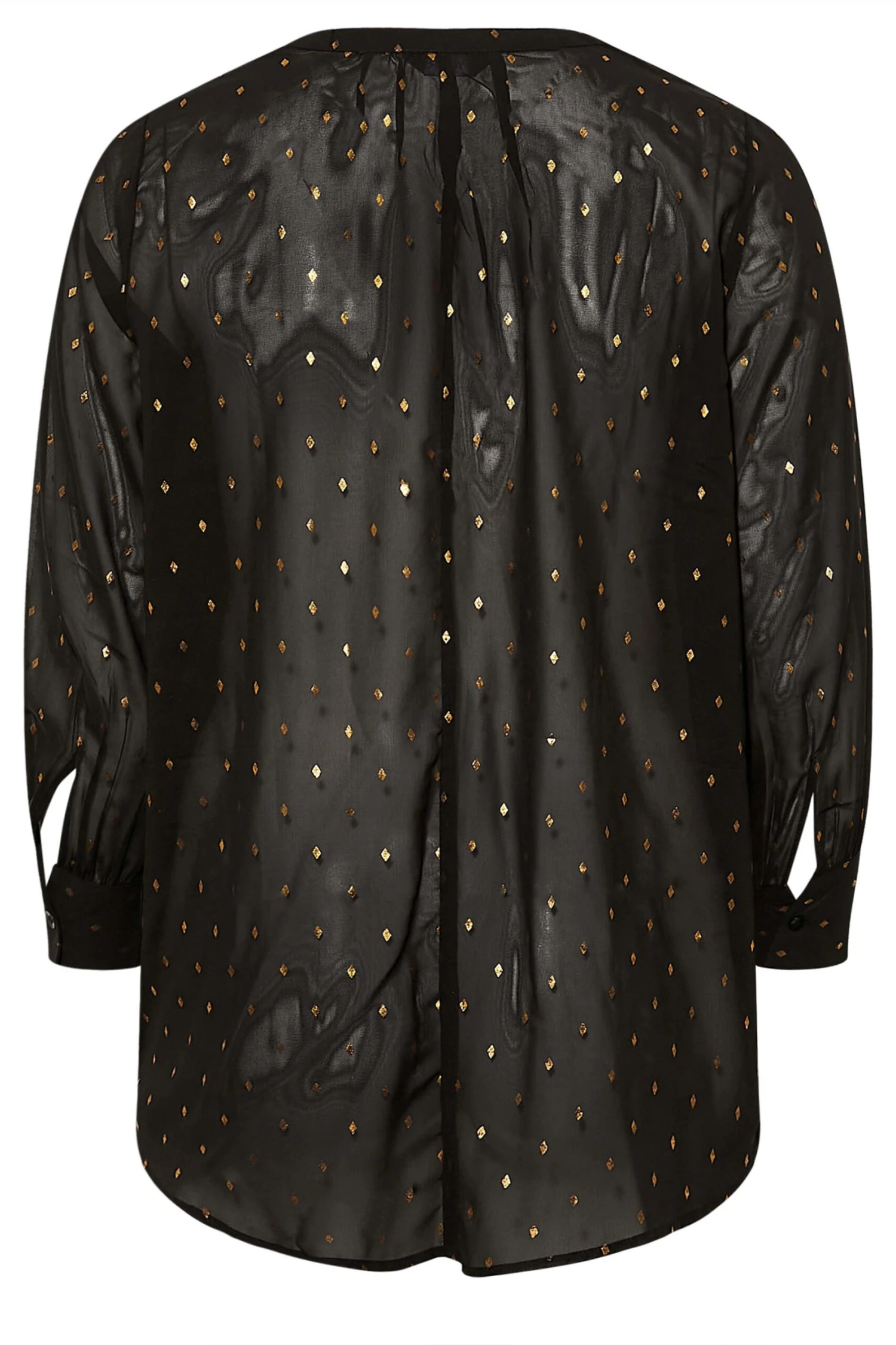 Curve Black & Gold Diamond Print Balloon Sleeve Shirt - Image 6