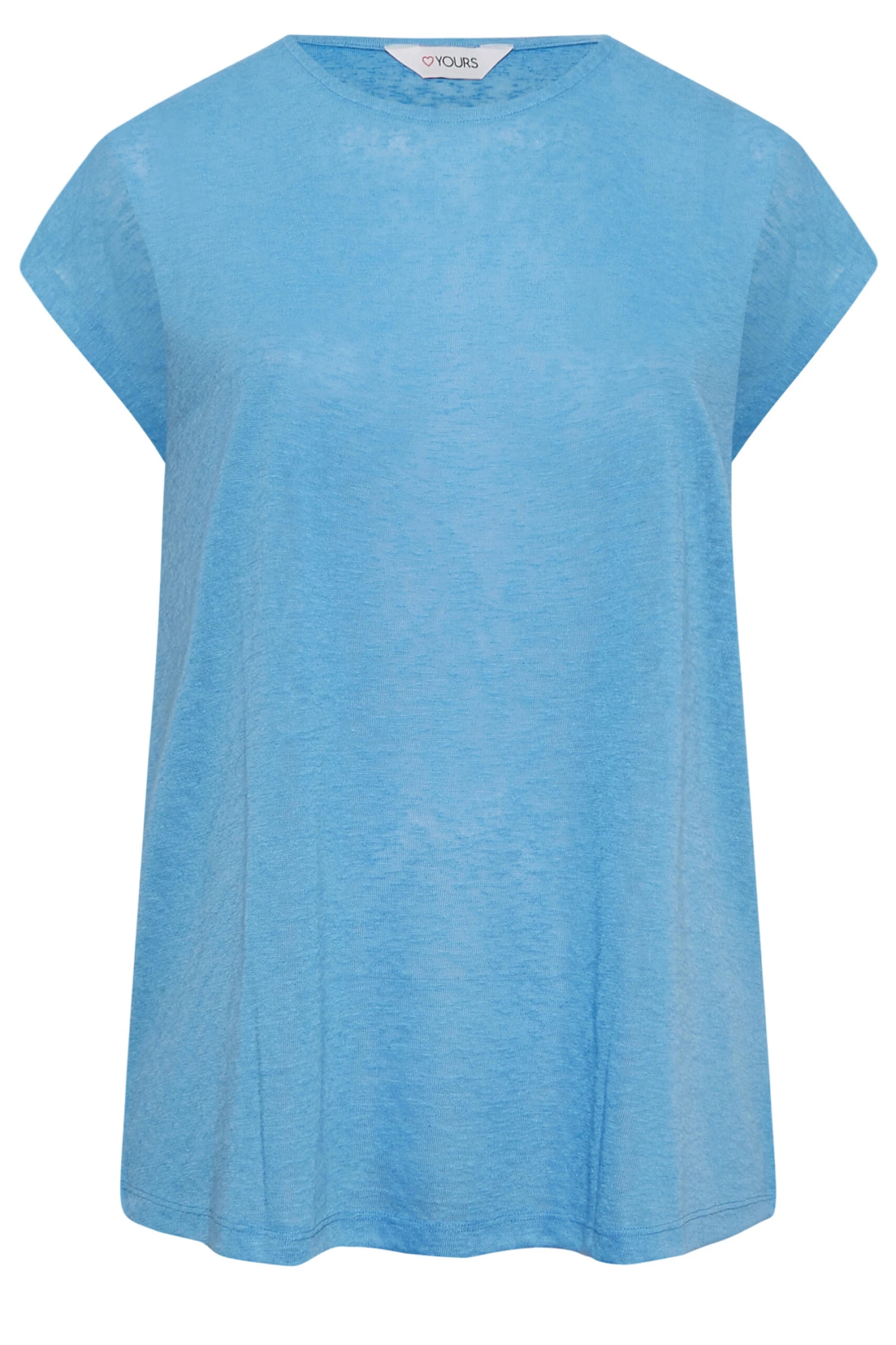 YOURS Curve Blue Linen Look T-Shirt - Image 5