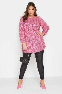 YOURS Curve Pink Floral Print Peplum Top