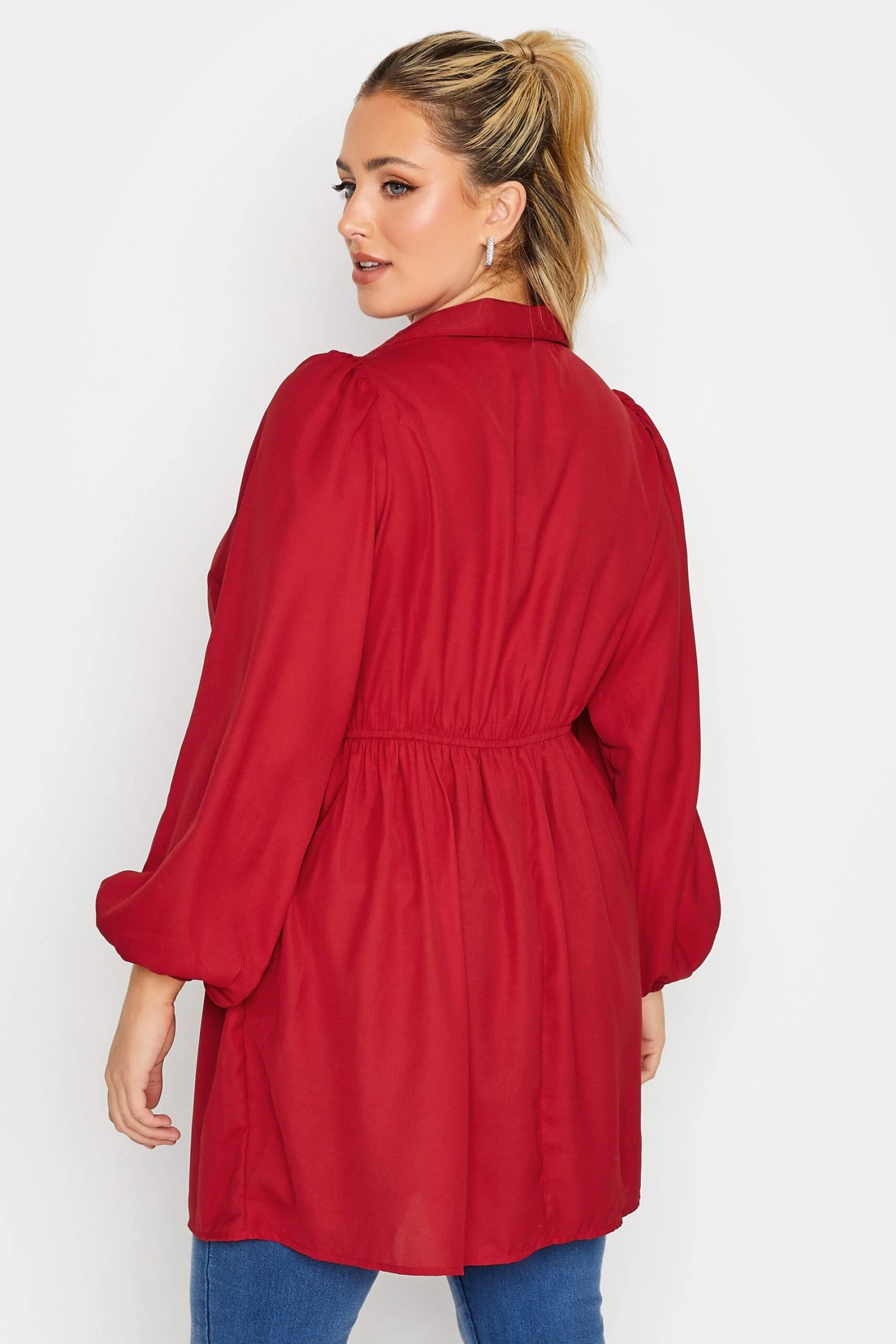 LIMITED COLLECTION Curve Red Peplum Blouse - Image 2