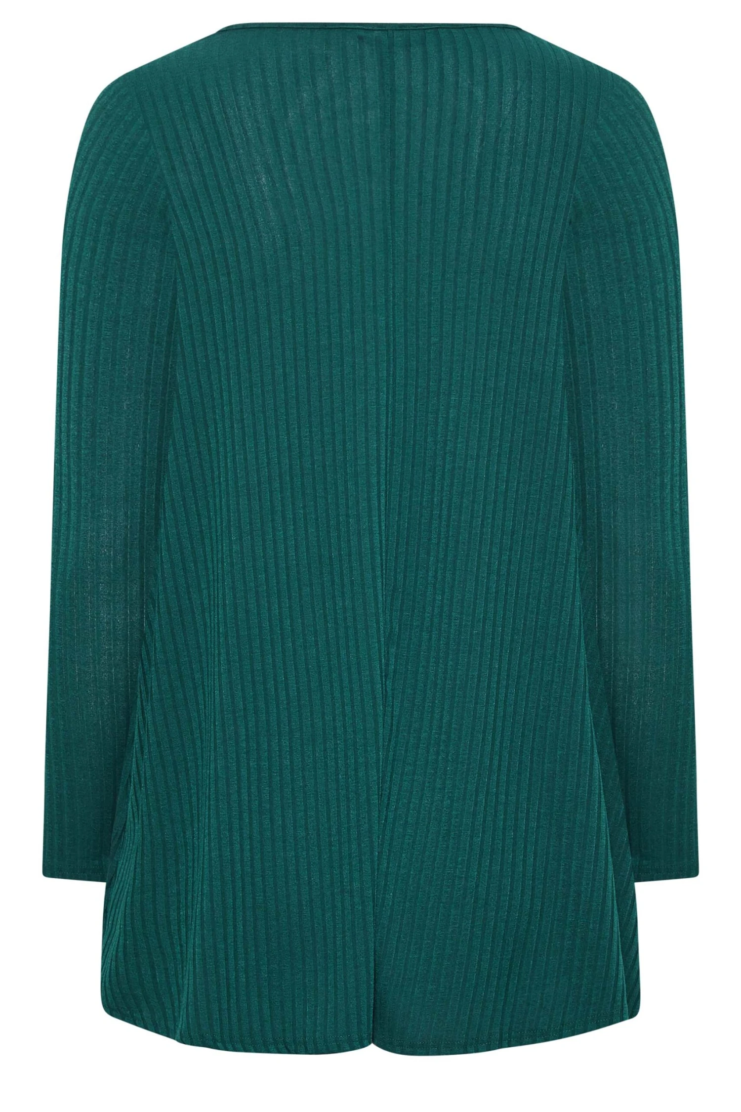 YOURS Curve Forest Green Ribbed Cut Out Long Sleeve Top - Image 6