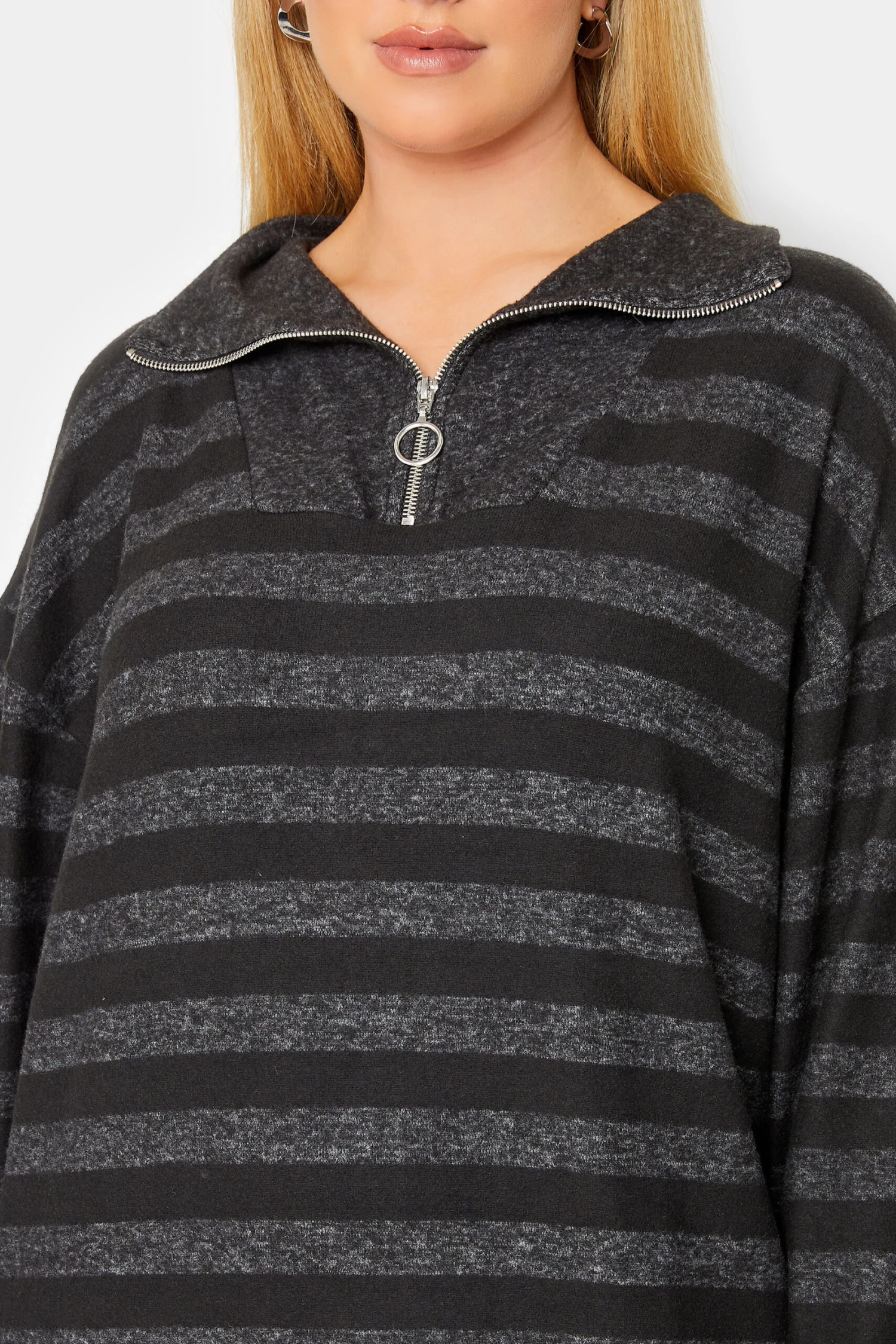 YOURS LUXURY Curve Black Stripe Print Soft Touch Jumper Dress - Image 4