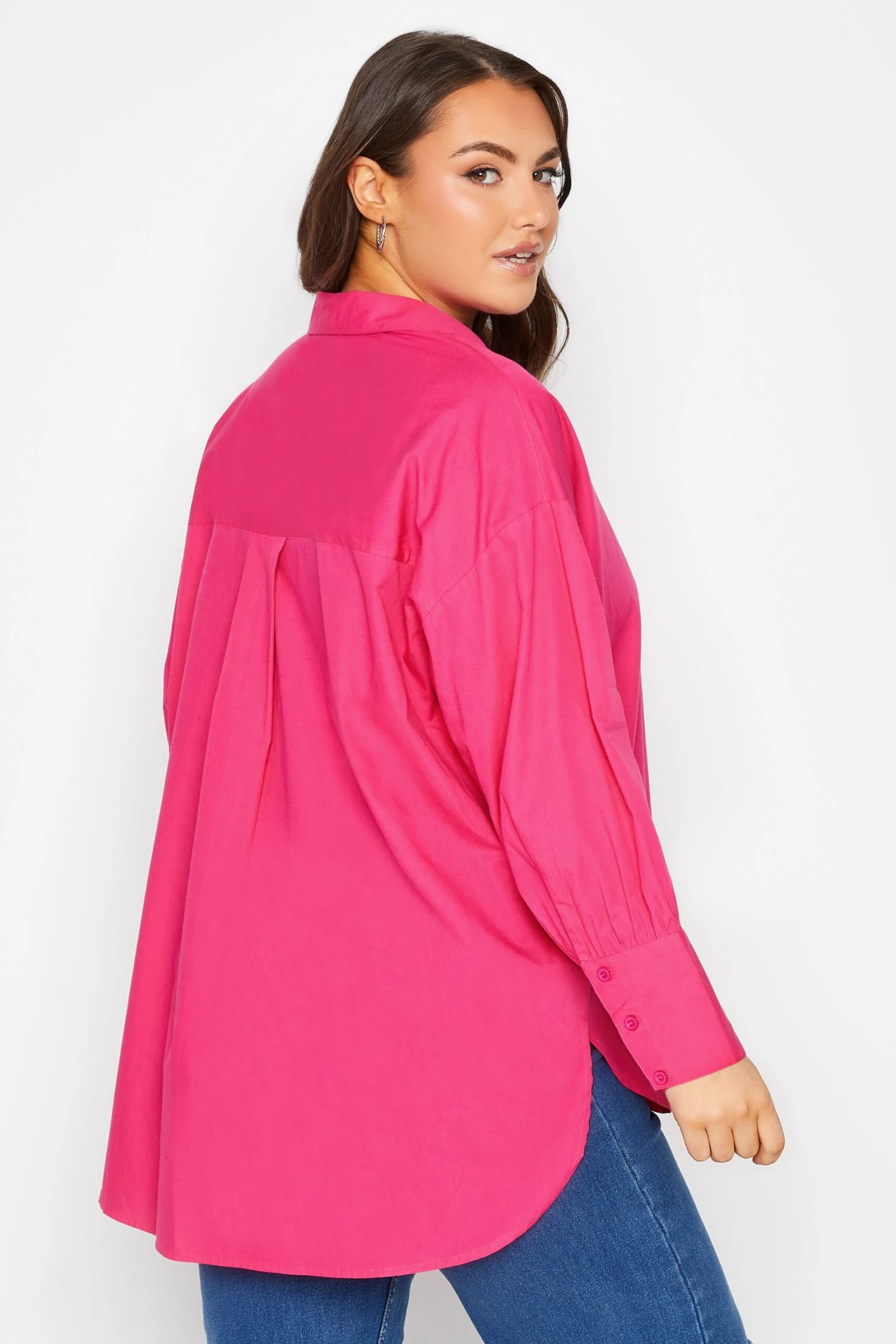 YOURS Curve Pink Oversized Poplin Shirt - Image 2