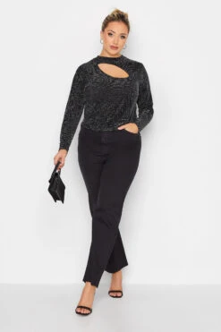 LIMITED COLLECTION Curve Black Glitter Cut Out Crop Top