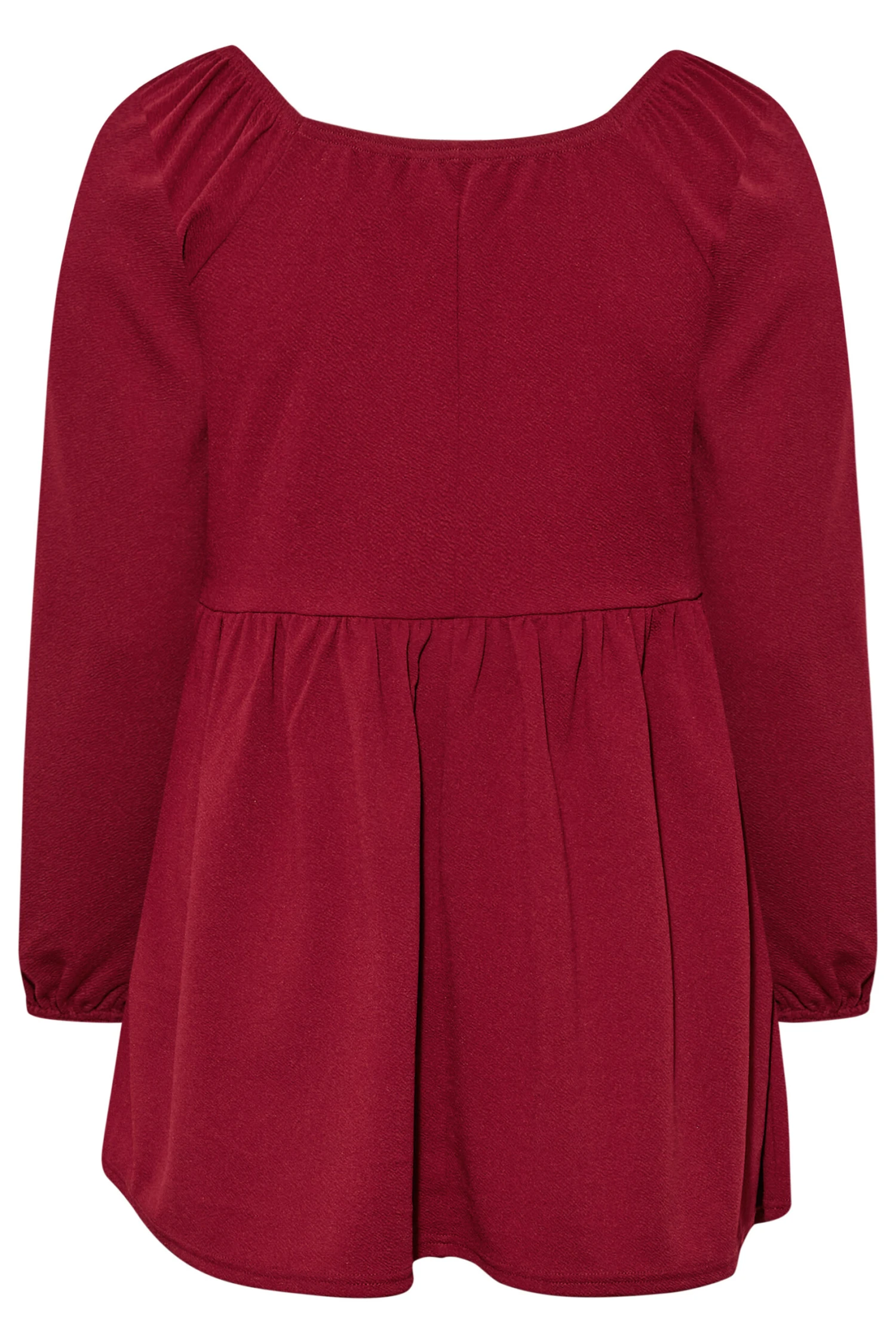 LIMITED COLLECTION Curve Burgundy Red Corset Detail Peplum Top - Image 6