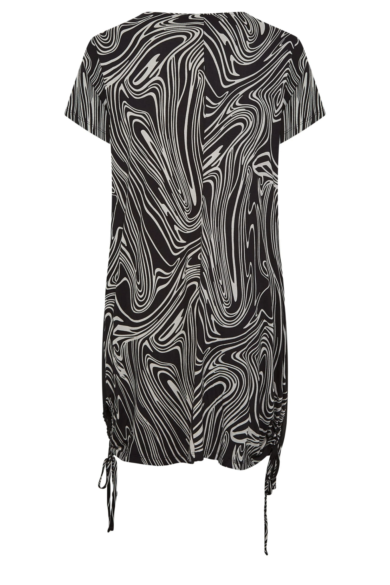 YOURS Curve Black Marble Print Mesh Front Dress - Image 5