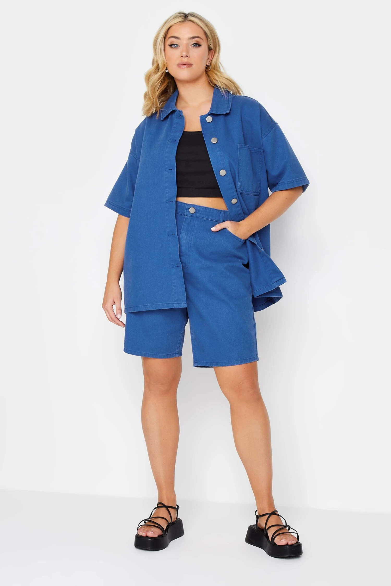 YOURS Curve Cobalt Blue Denim Shirt