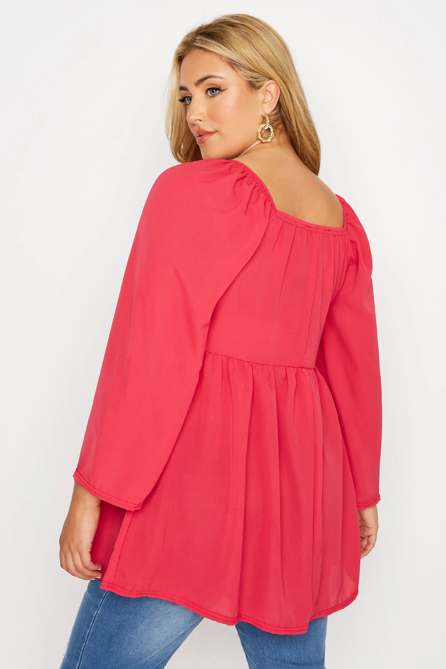 LIMITED COLLECTION Curve Hot Pink Ruched Blouse - Image 2