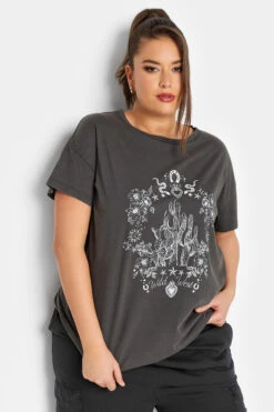 LIMITED COLLECTION Curve Grey 'Wild West' Printed T-Shirt