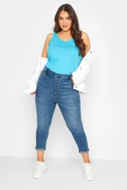 YOURS Curve Dark Blue Stretch Cropped JENNY Jeggings