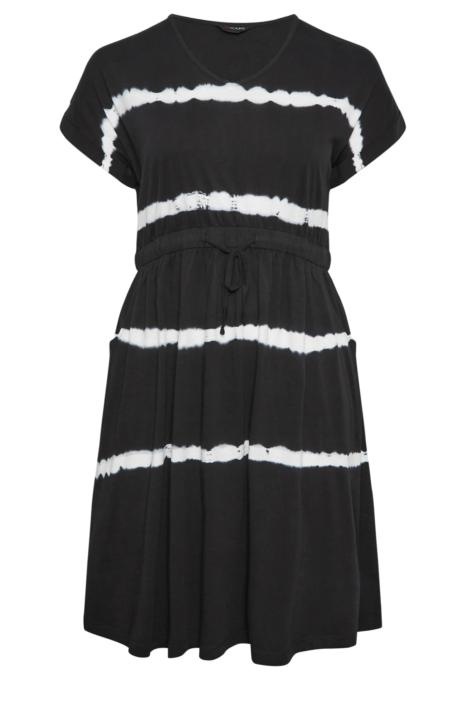 YOURS Curve Black Tie Dye Midi Dress - Image 5