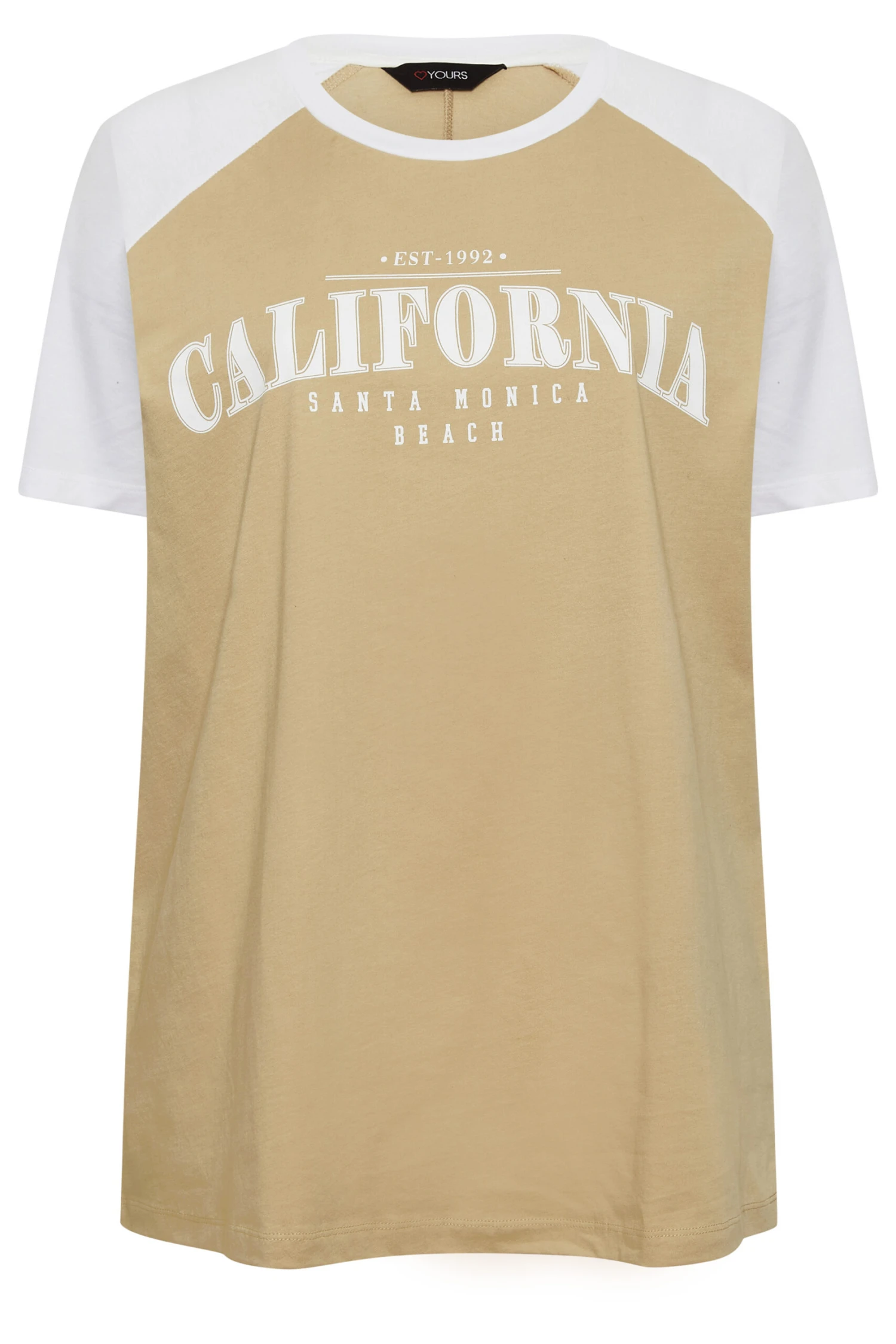 YOURS Curve Beige Brown 'California' Print T-Shirt - Image 5