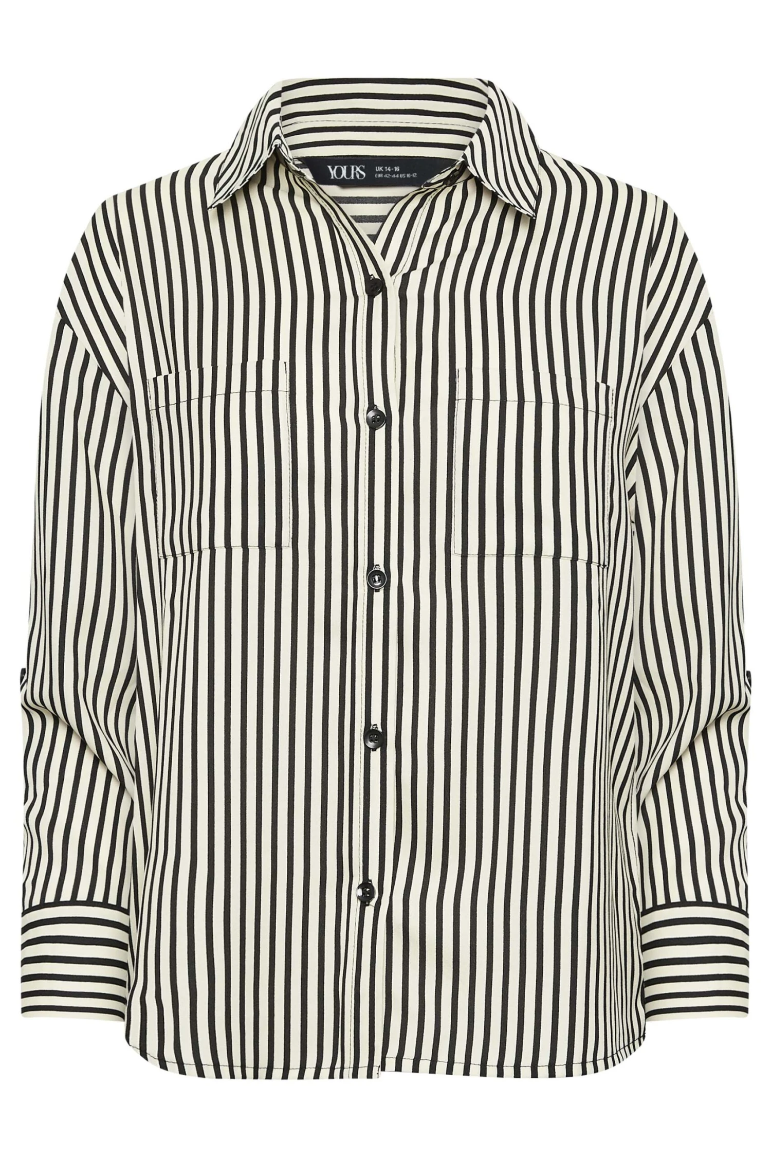 YOURS PETITE Curve Black & Cream Stripe Shirt - Image 5