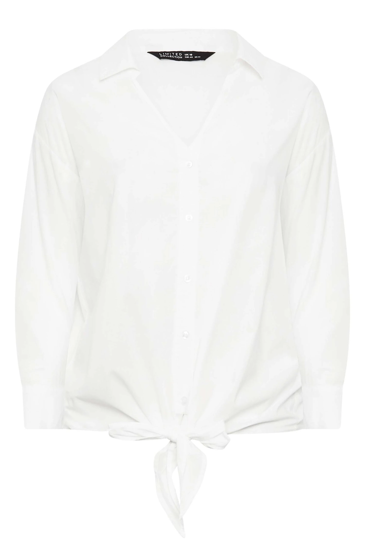 LIMITED COLLECTION Curve White Tie Hem Shirt - Image 5
