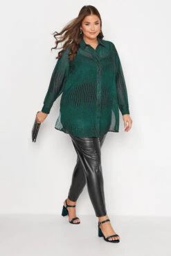 YOURS LONDON Curve Green Snake Print Shirt