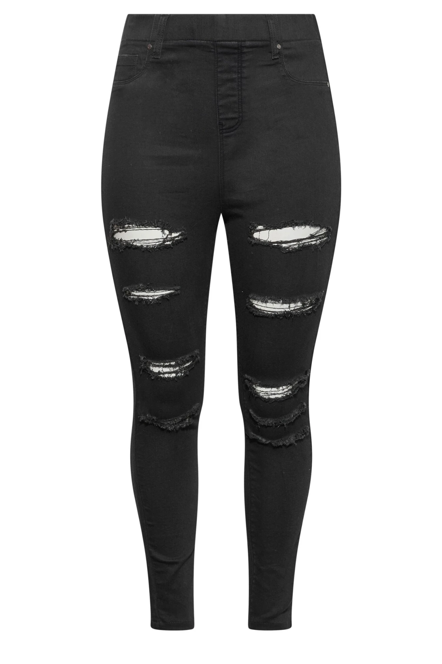 YOURS Curve Black Ripped Stretch GRACE Jeggings - Image 4