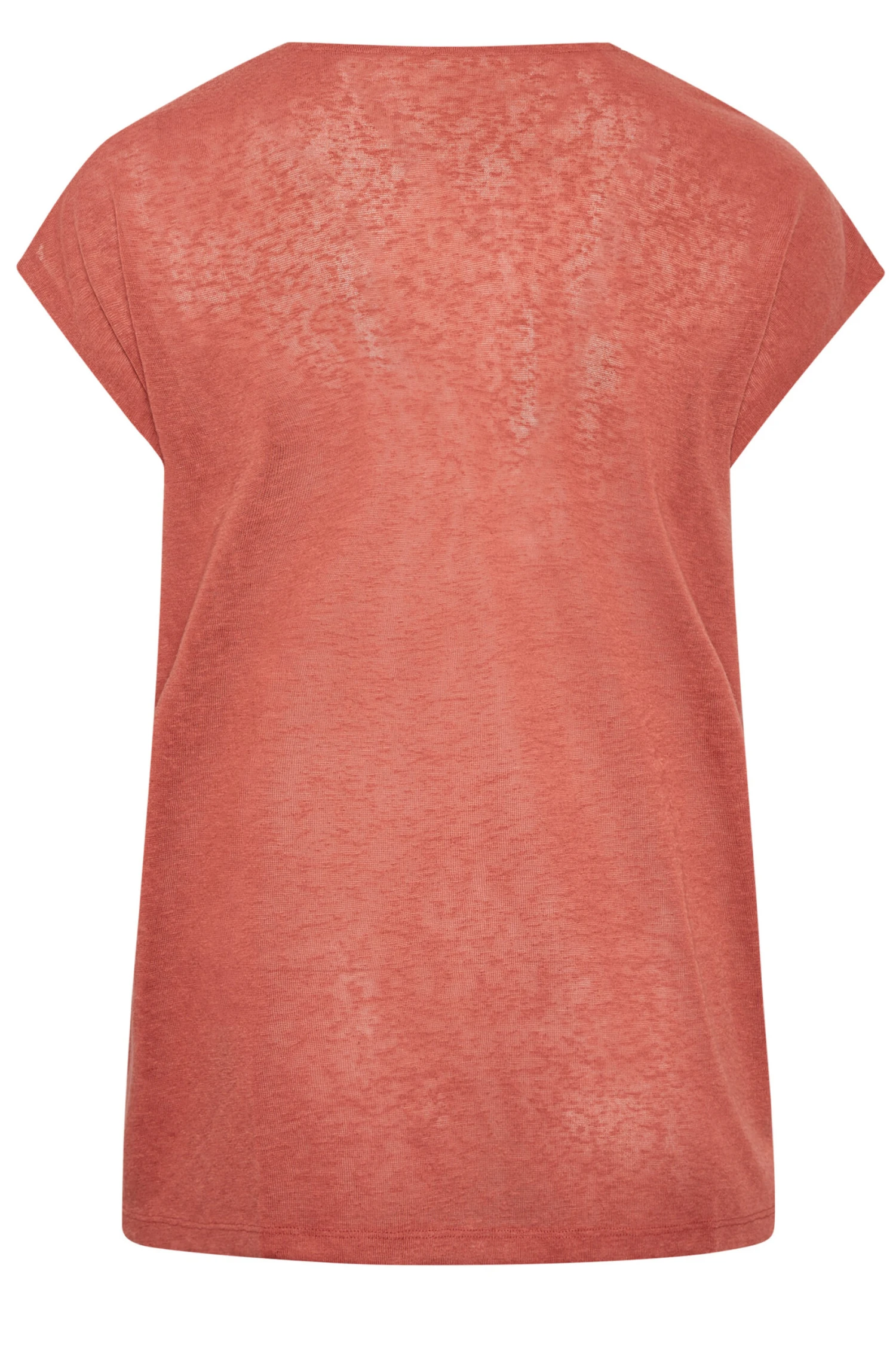 YOURS Curve Rust Orange Linen Look T-Shirt - Image 6