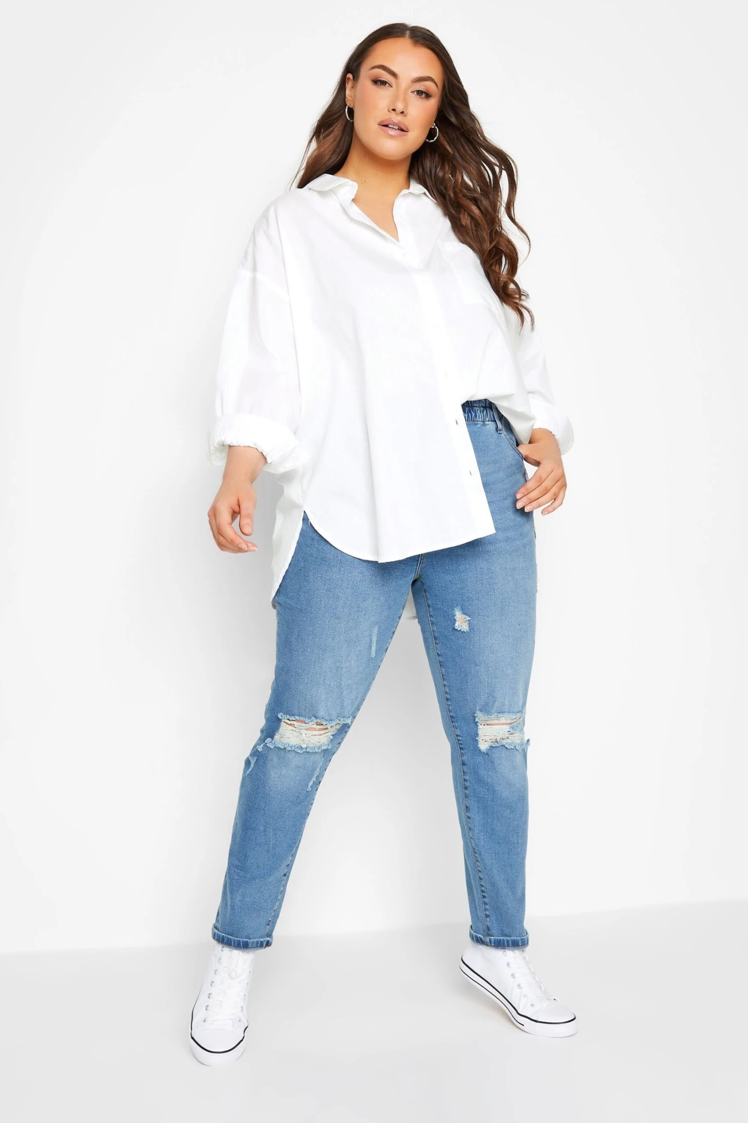 YOURS Curve White Poplin Oversized Shirt