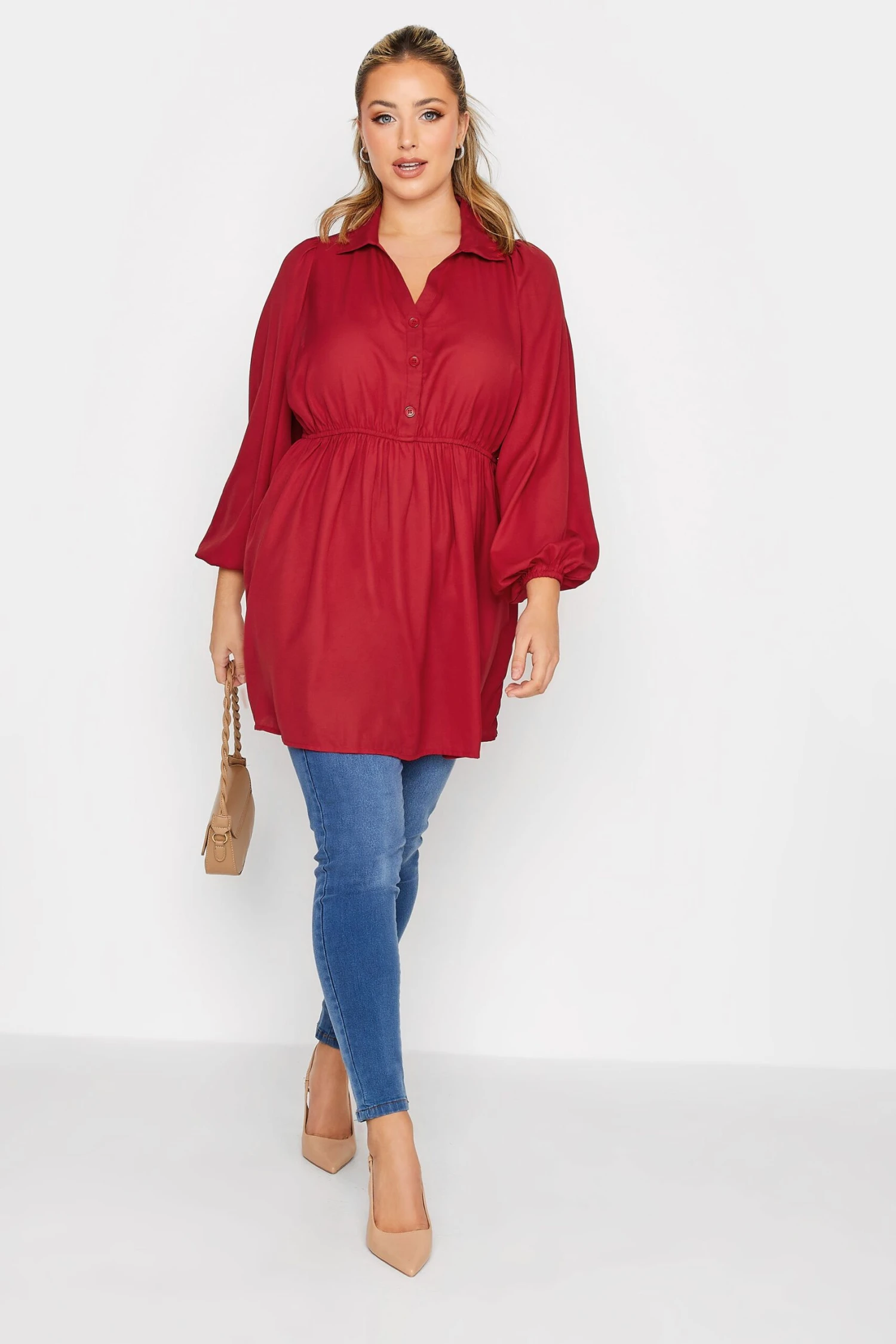 LIMITED COLLECTION Curve Red Peplum Blouse