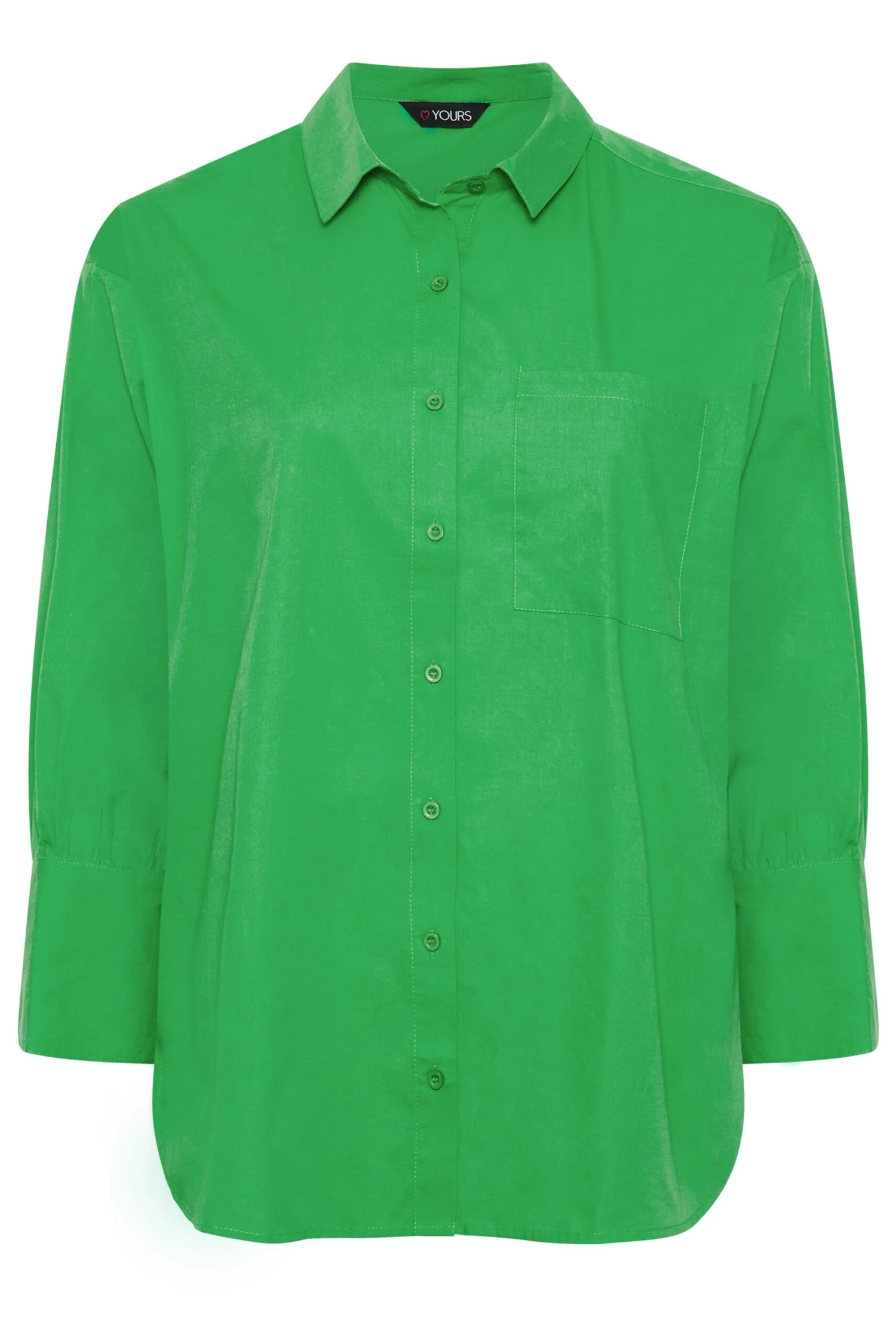 YOURS Curve Green Oversized Poplin Shirt - Image 5