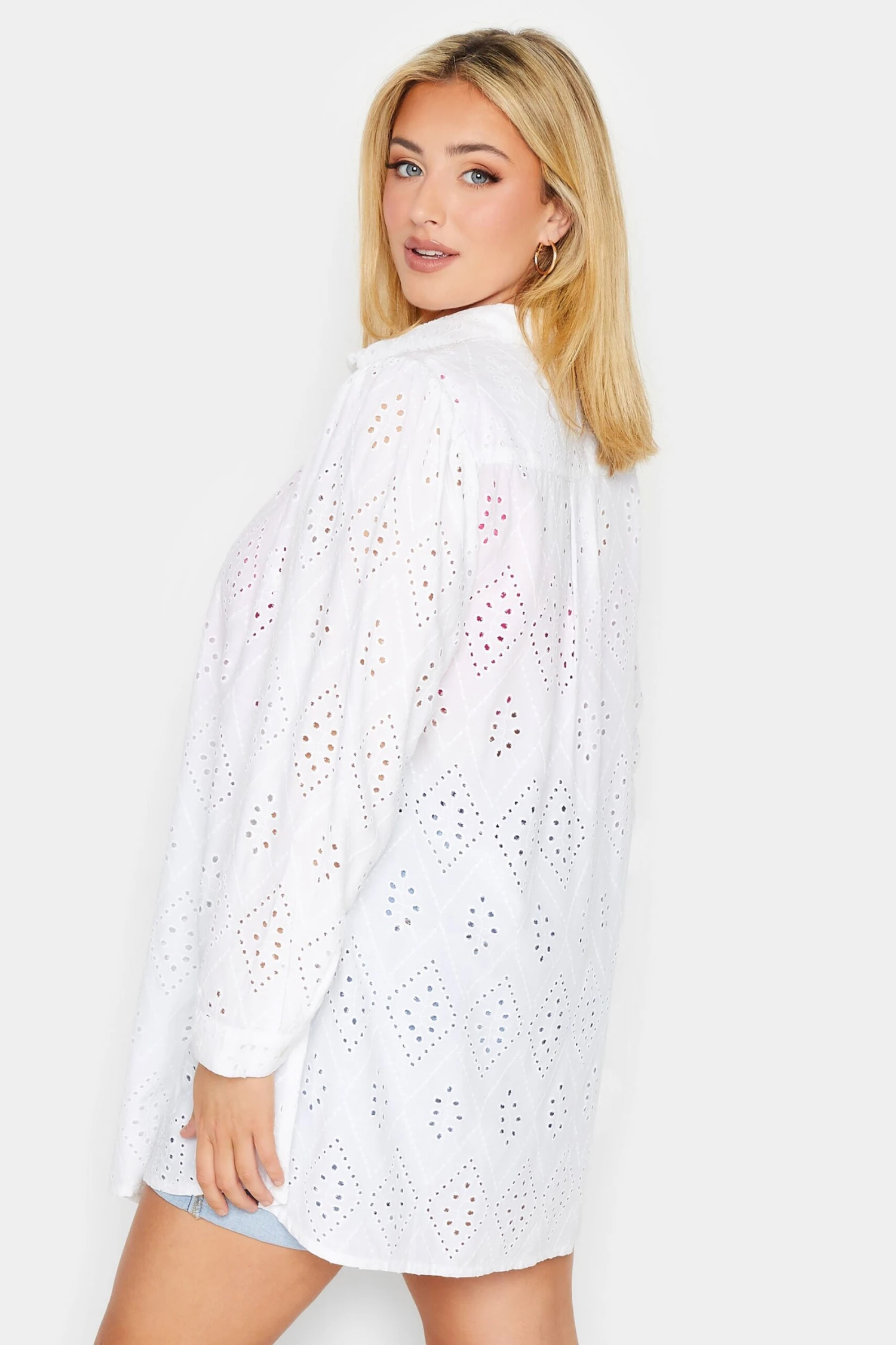 YOURS Curve White Broderie Anglaise Shirt - Image 2