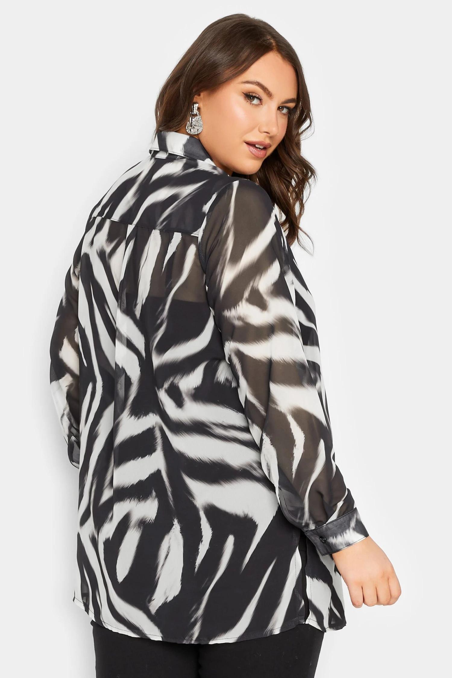 YOURS LONDON Curve Black Zebra Print Boyfriend Shirt - Image 3