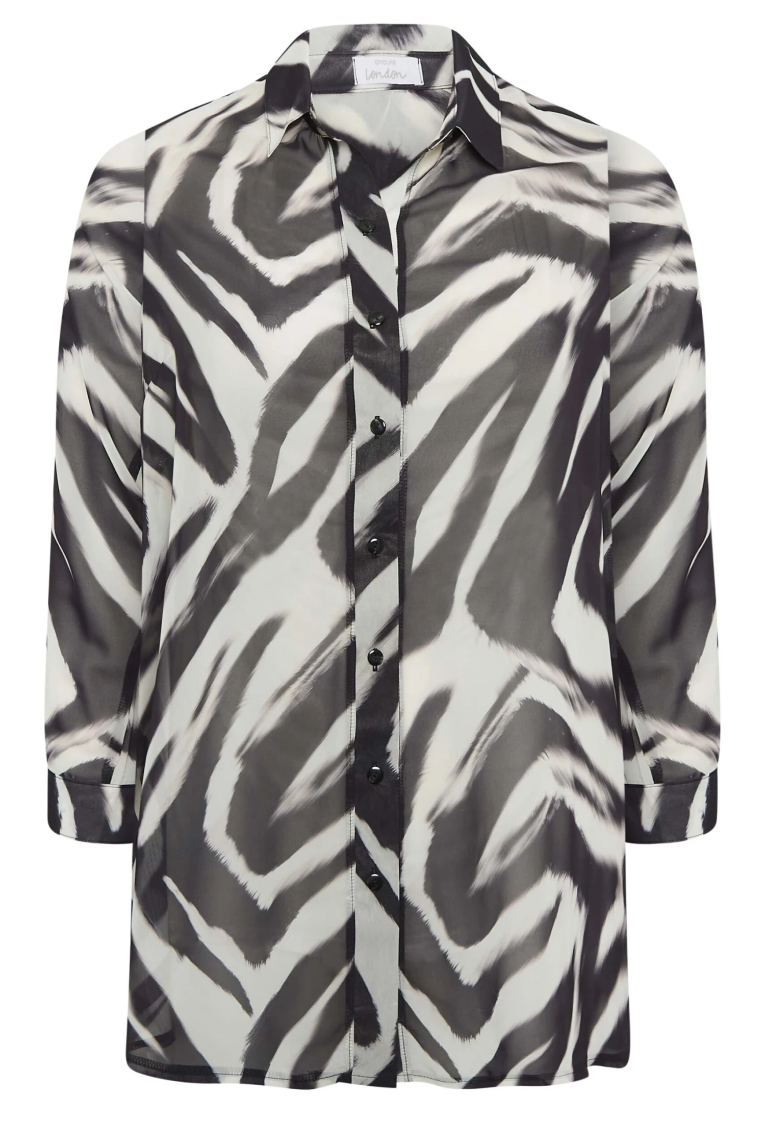 YOURS LONDON Curve Black Zebra Print Boyfriend Shirt - Image 5