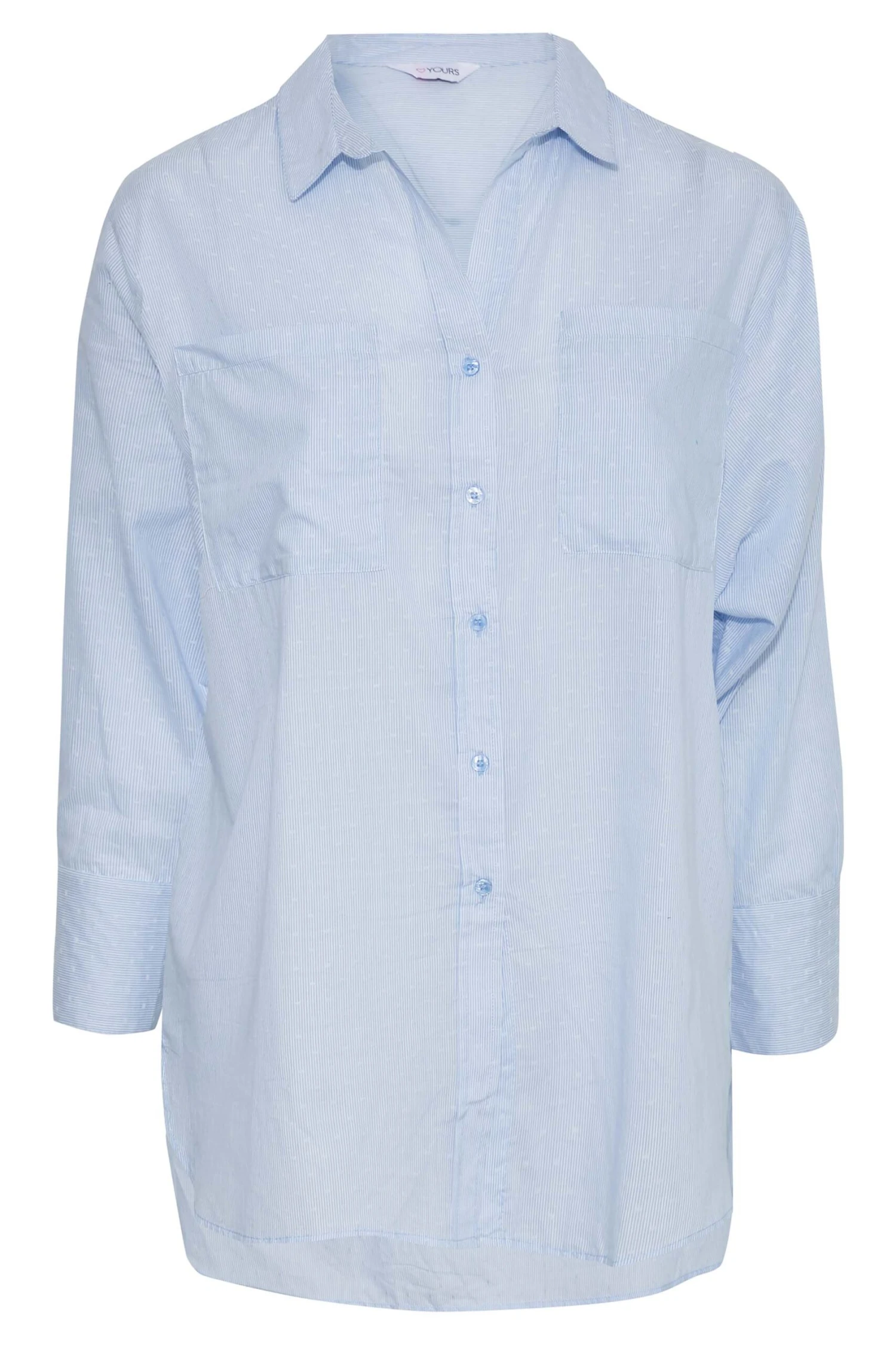 YOURS Curve Light Blue Pocket Oversized Shirt - Image 6