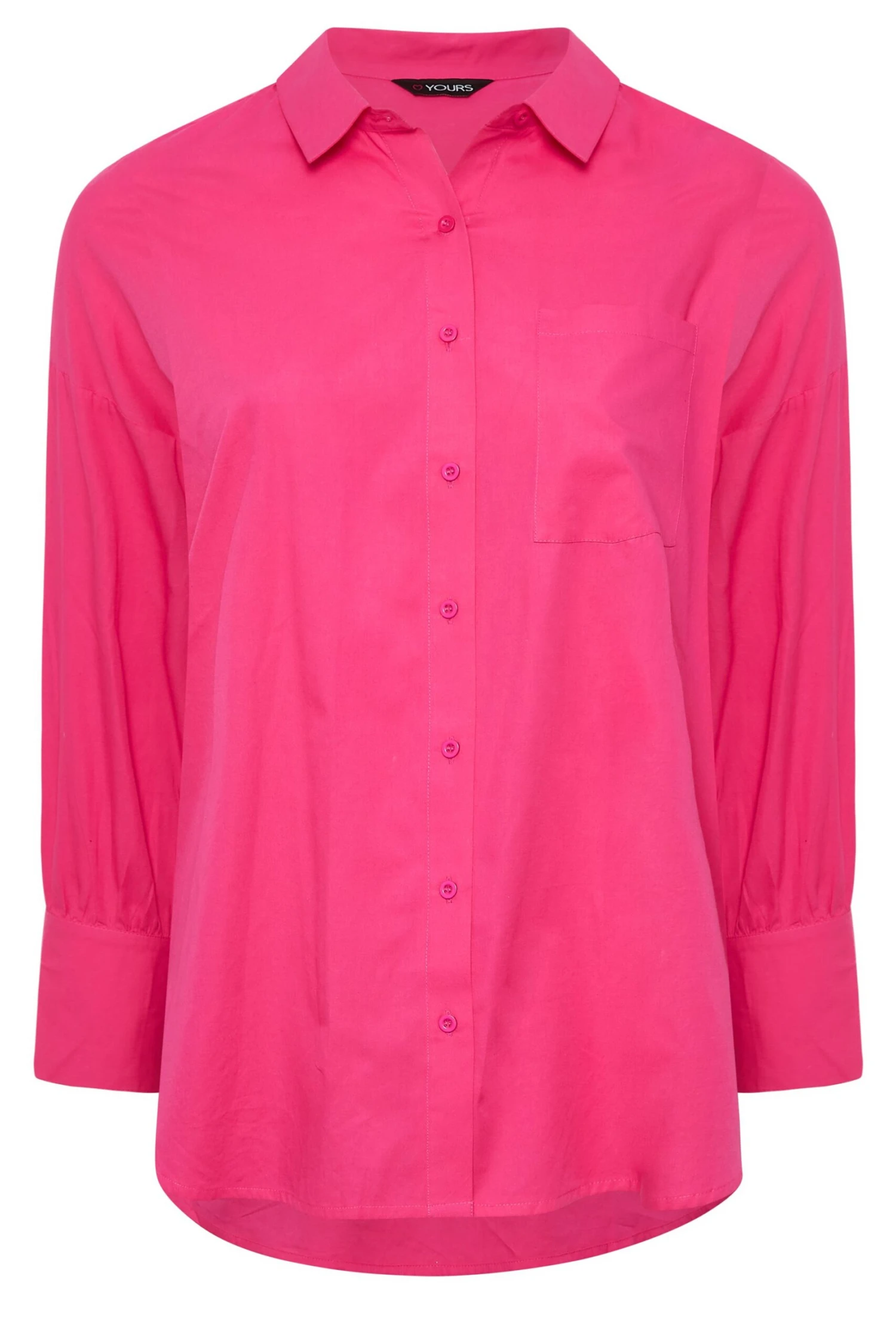 YOURS Curve Pink Oversized Poplin Shirt - Image 5