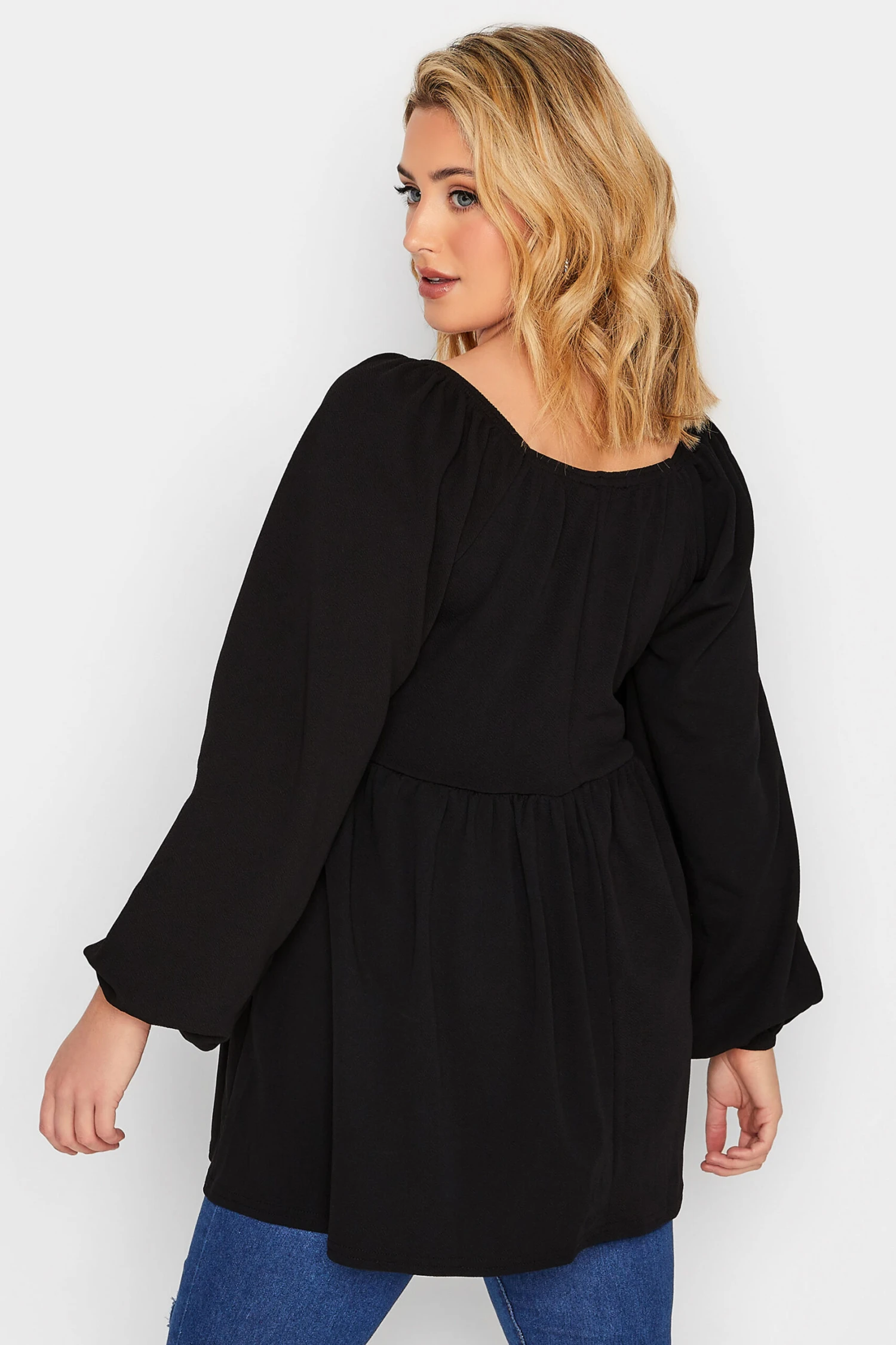 LIMITED COLLECTION Curve Black Corset Detail Peplum Top - Image 2