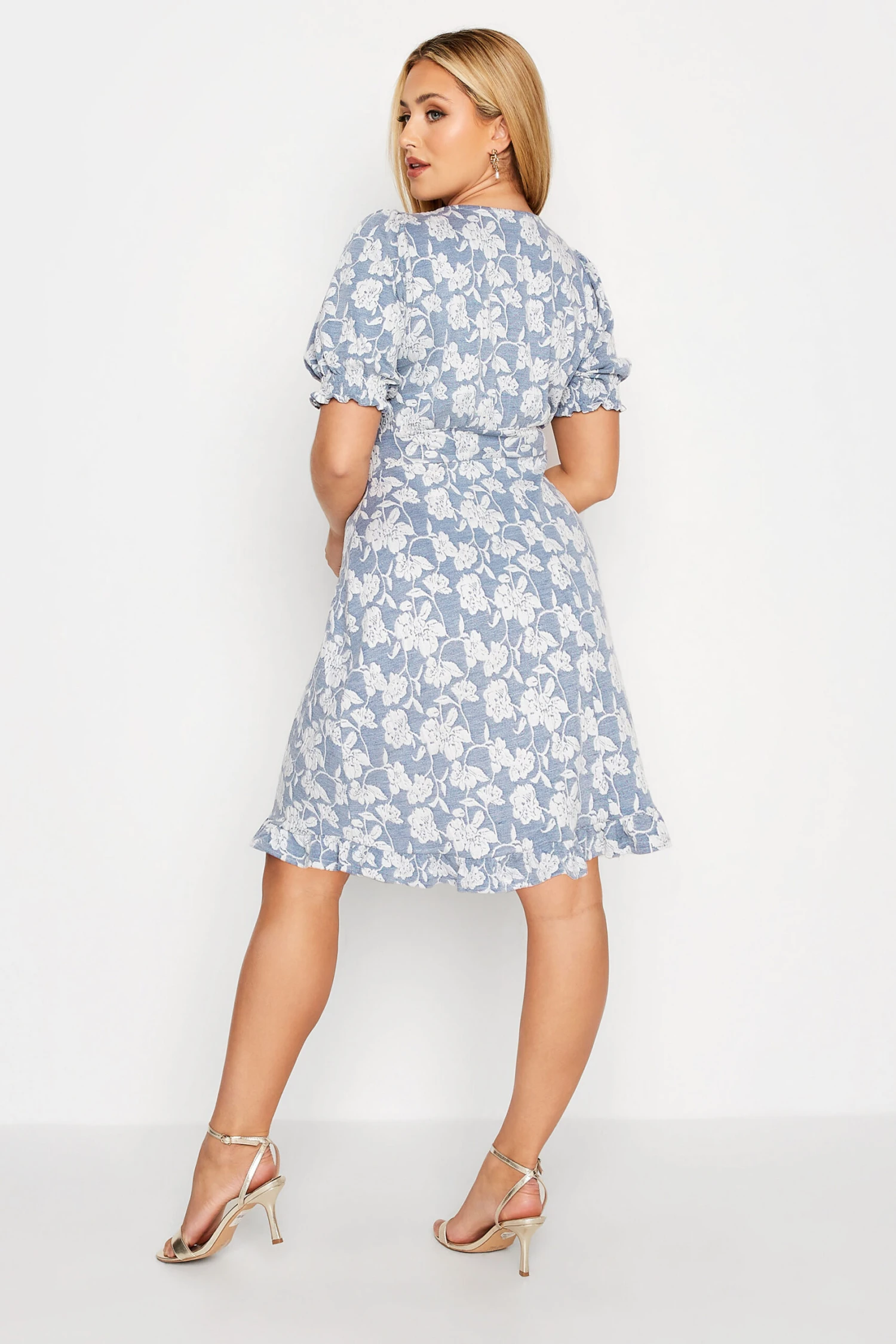 YOURS Curve Blue Floral V-Neck Midi Dress - Image 2