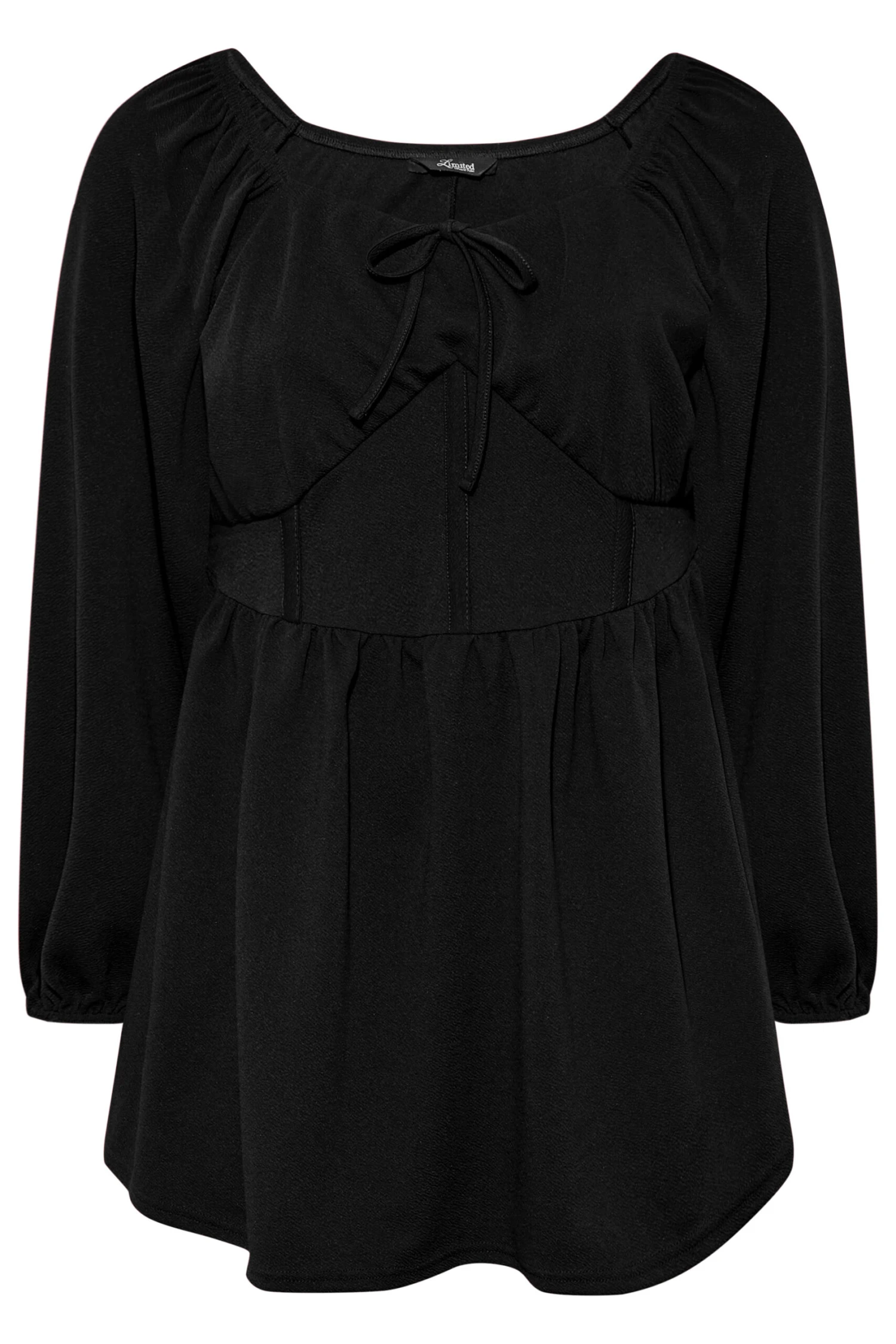 LIMITED COLLECTION Curve Black Corset Detail Peplum Top - Image 5