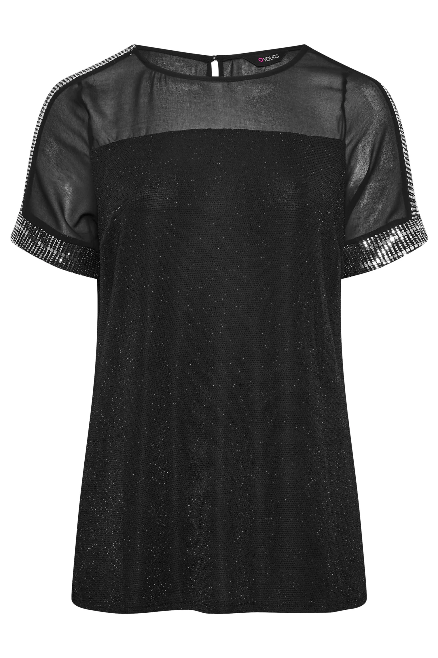 YOURS Curve Black Chiffon Sequin Top - Image 5