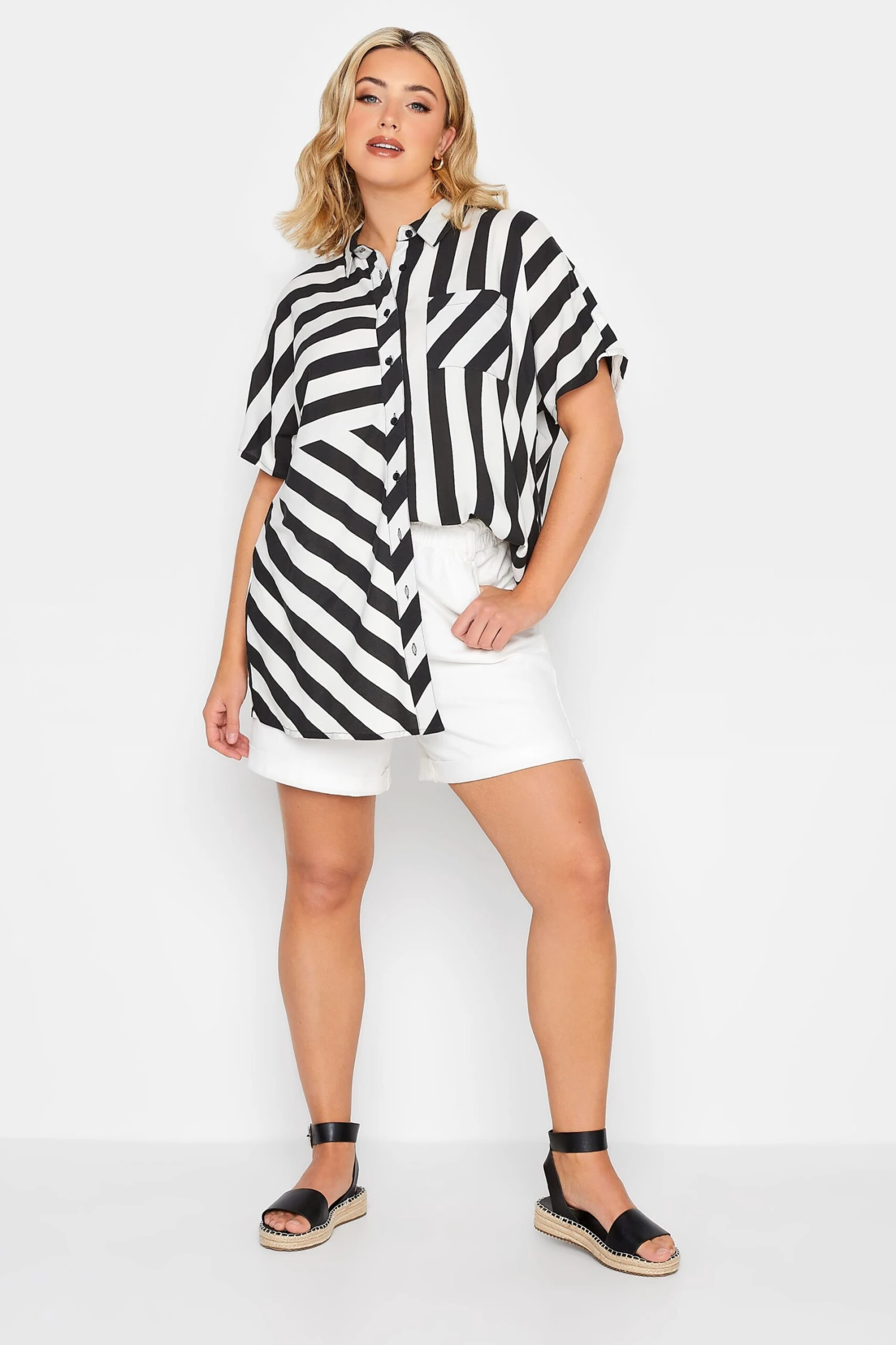 YOURS Curve Black Stripe Print Shirt - Image 2