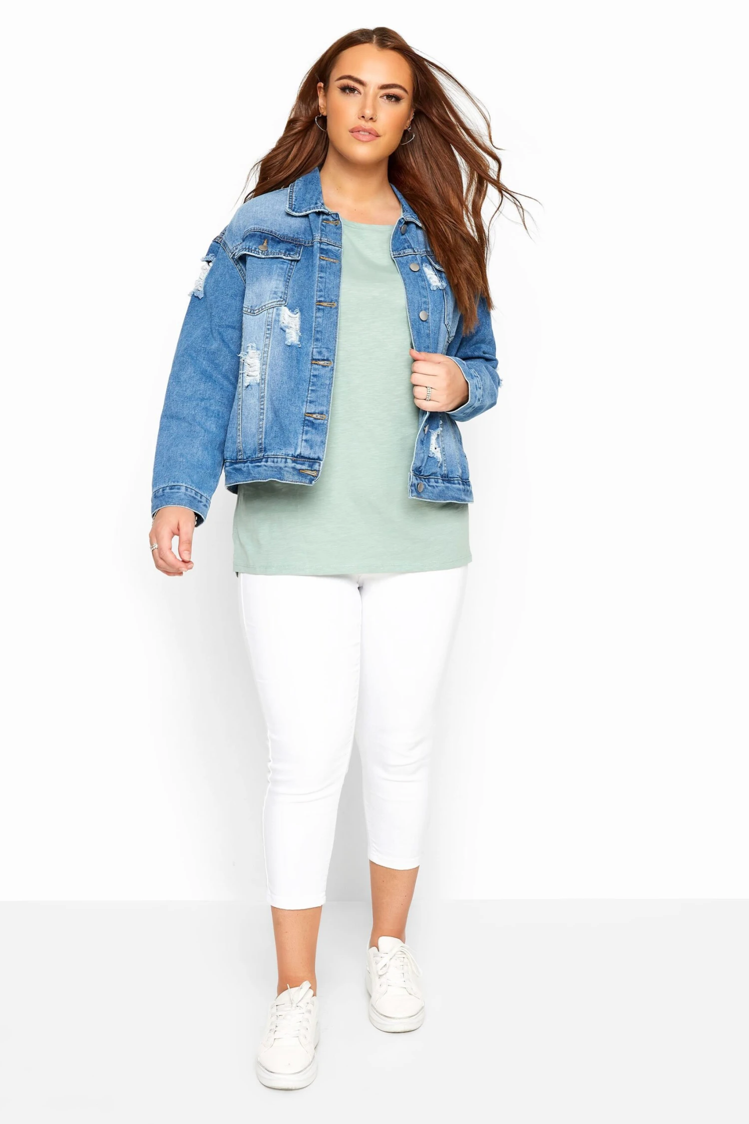 YOURS Curve White Cropped Stretch JENNY Jeggings - Image 2