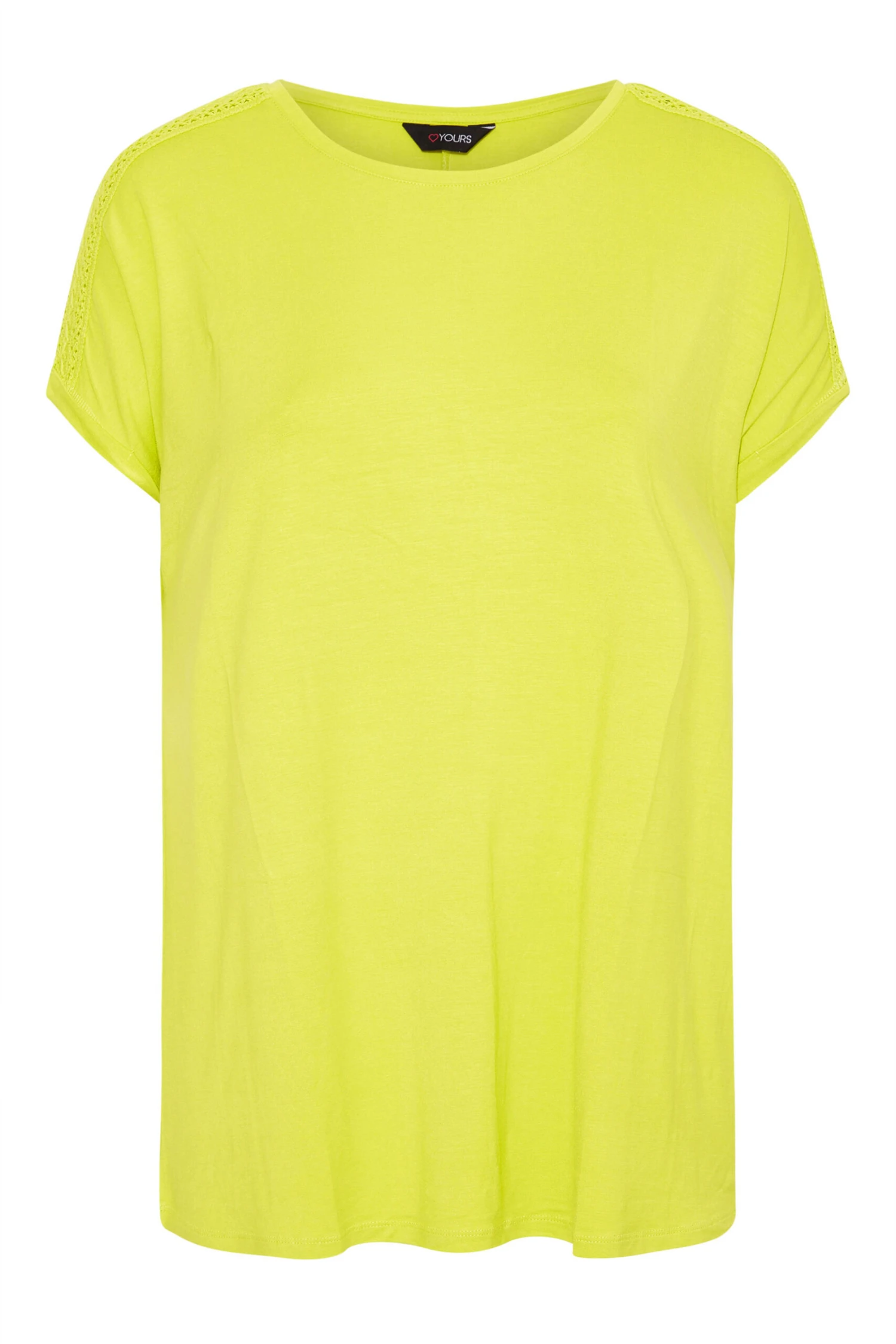 YOURS Curve Yellow Crochet Detail Short Sleeve T-Shirt - Image 5