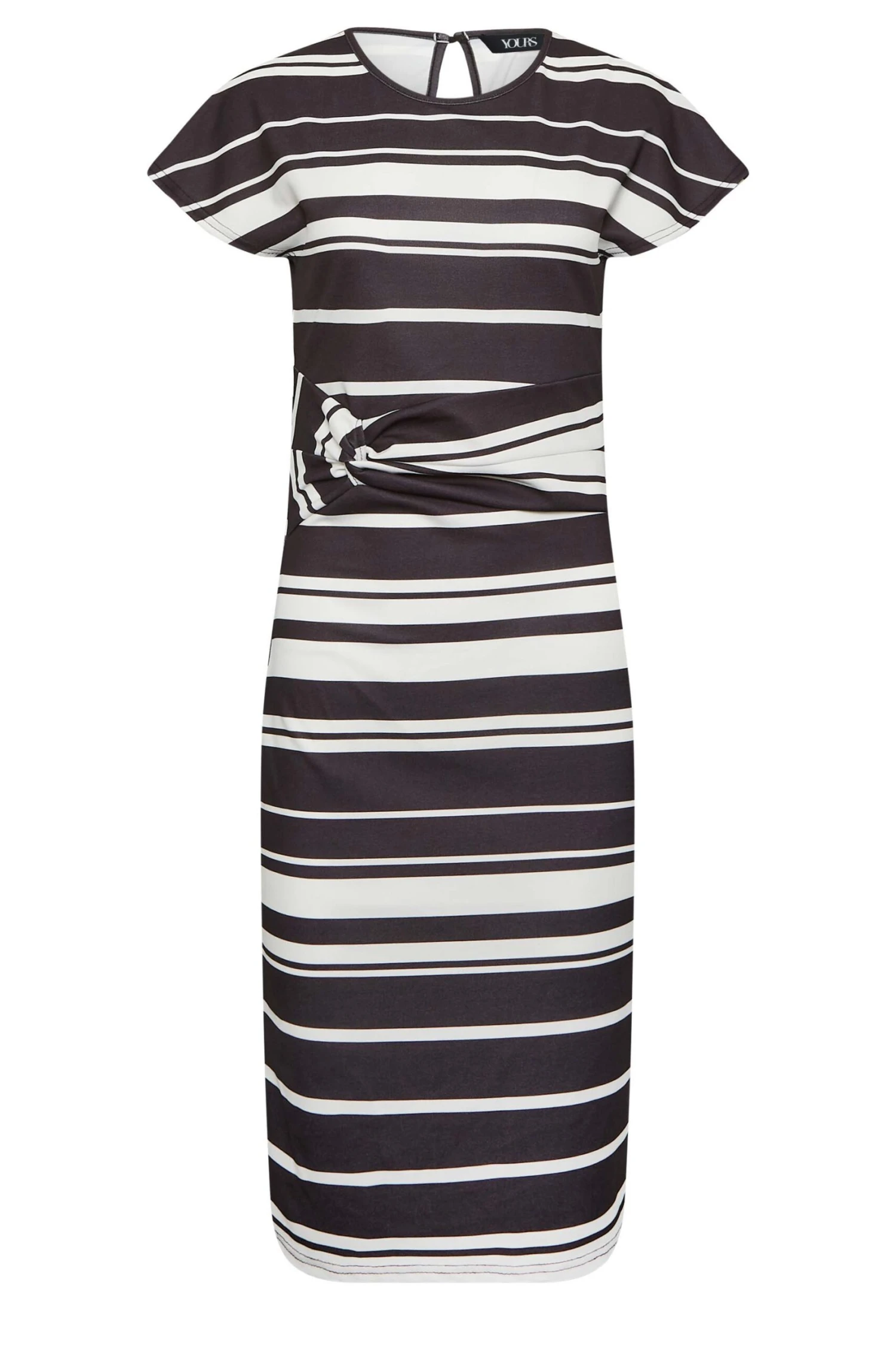 YOURS PETITE Curve Black & White Stripe Knot Midi Dress - Image 5