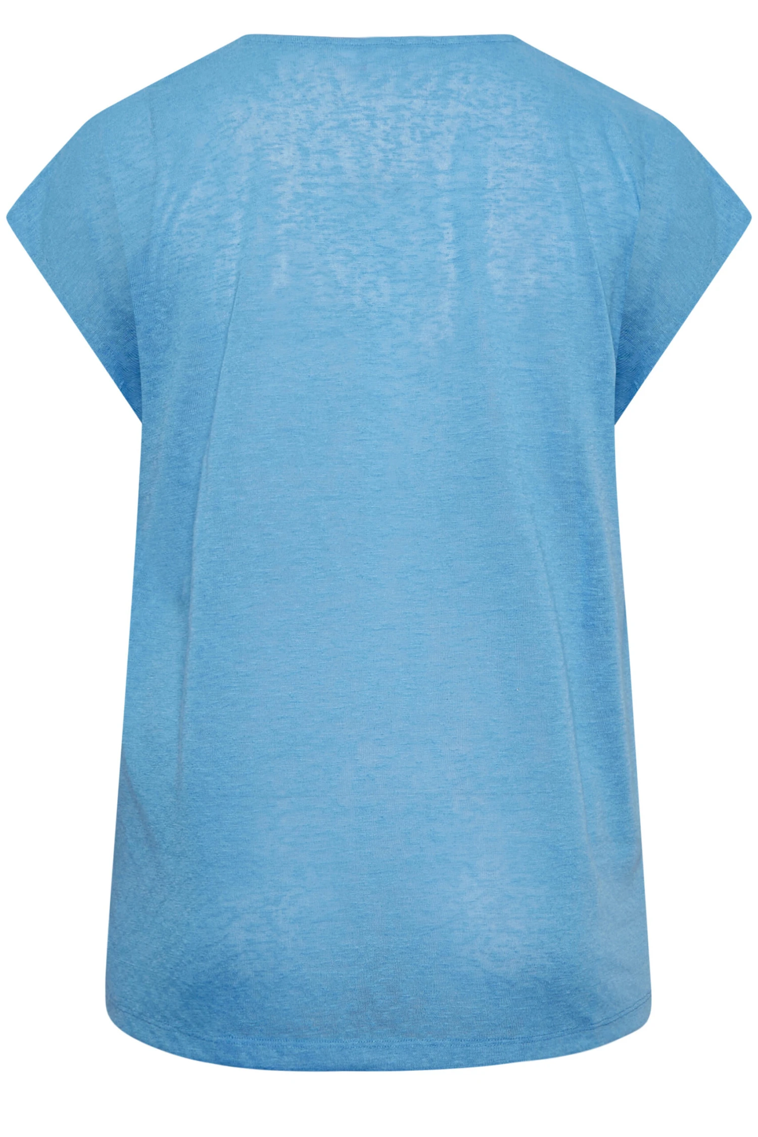 YOURS Curve Blue Linen Look T-Shirt - Image 6