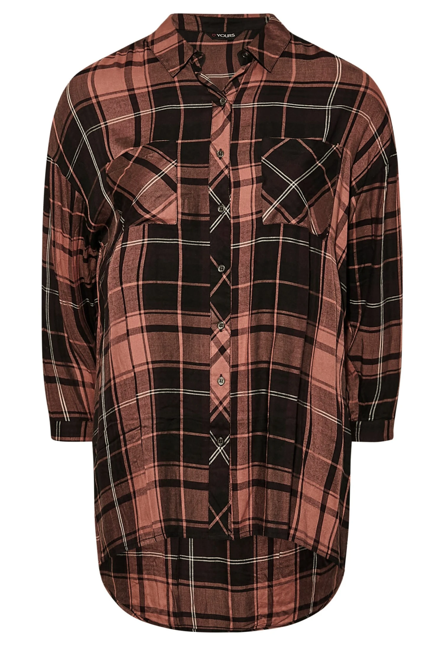 YOURS Curve Pink Check Button Through Shirt - Image 5