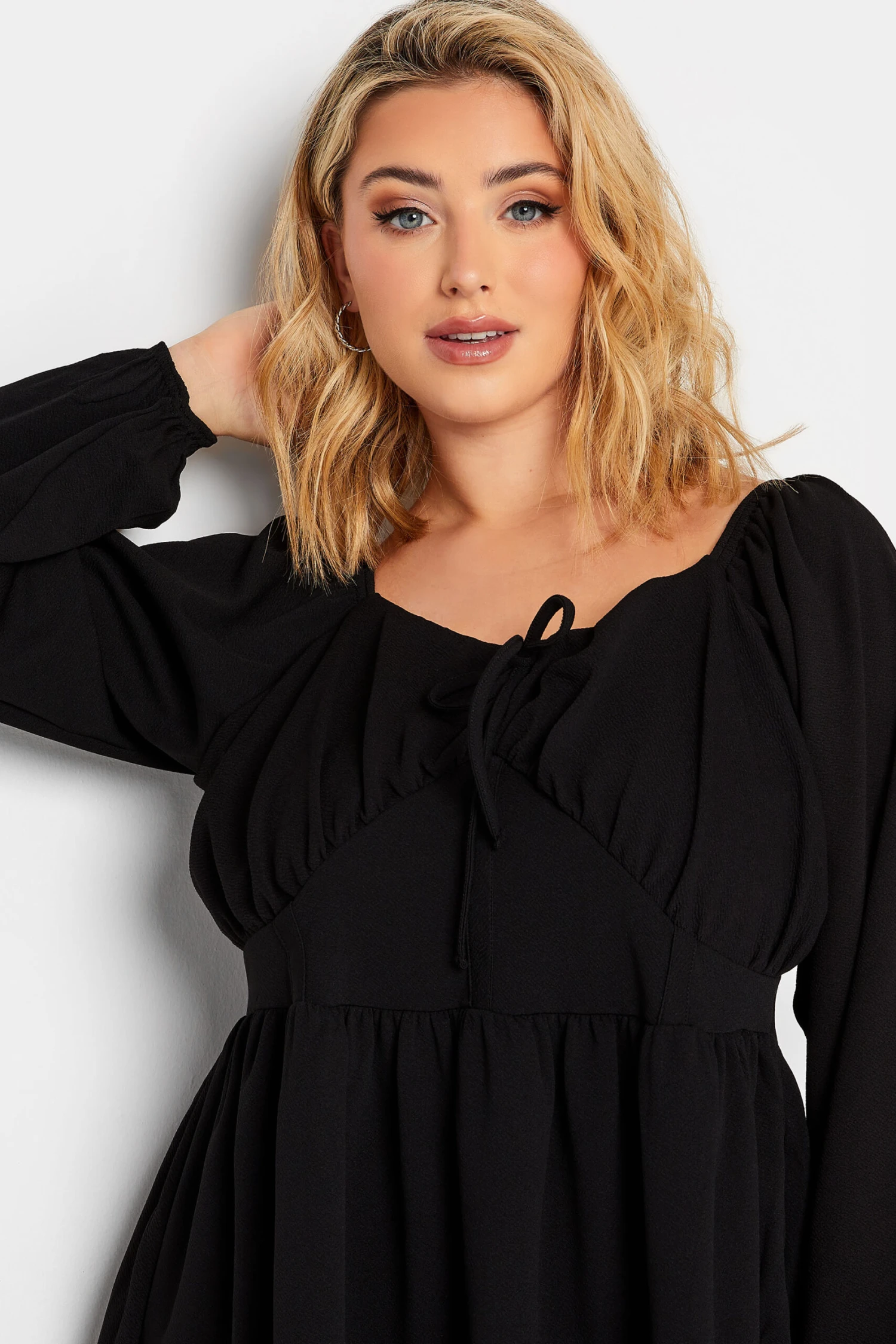 LIMITED COLLECTION Curve Black Corset Detail Peplum Top - Image 3