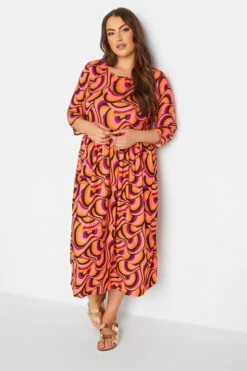 LIMITED COLLECTION Curve Orange Swirl Print Dress