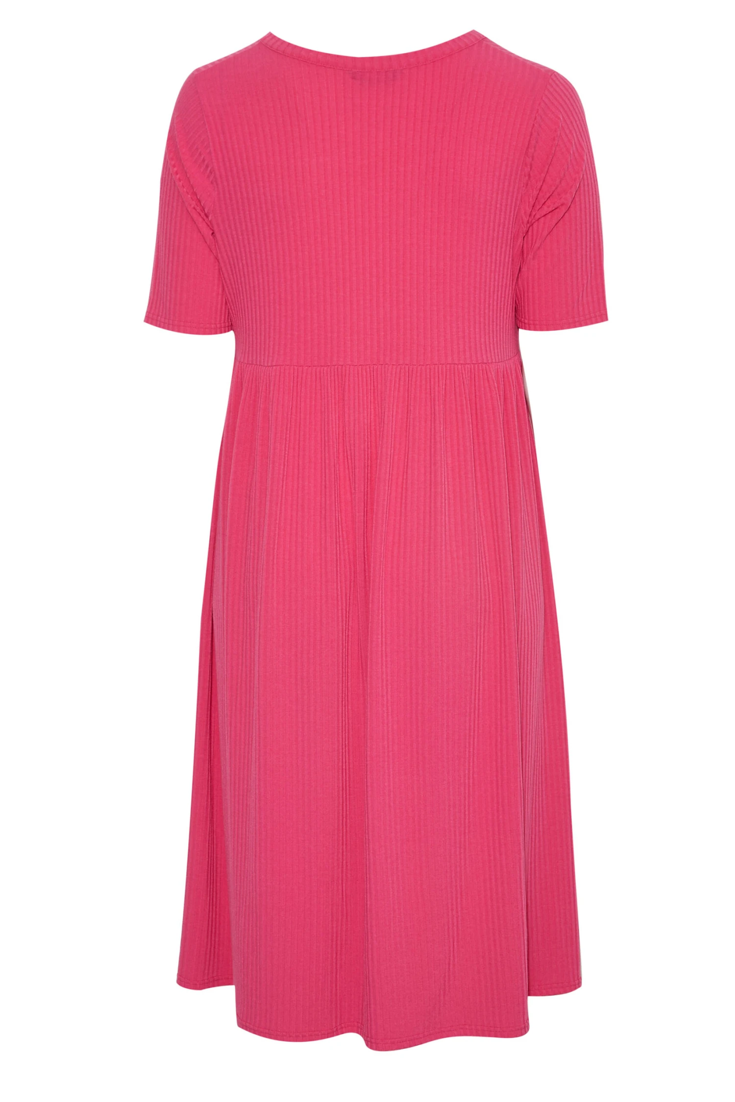 LIMITED COLLECTION Curve Hot Pink Ribbed Peplum Midi Dress - Image 6