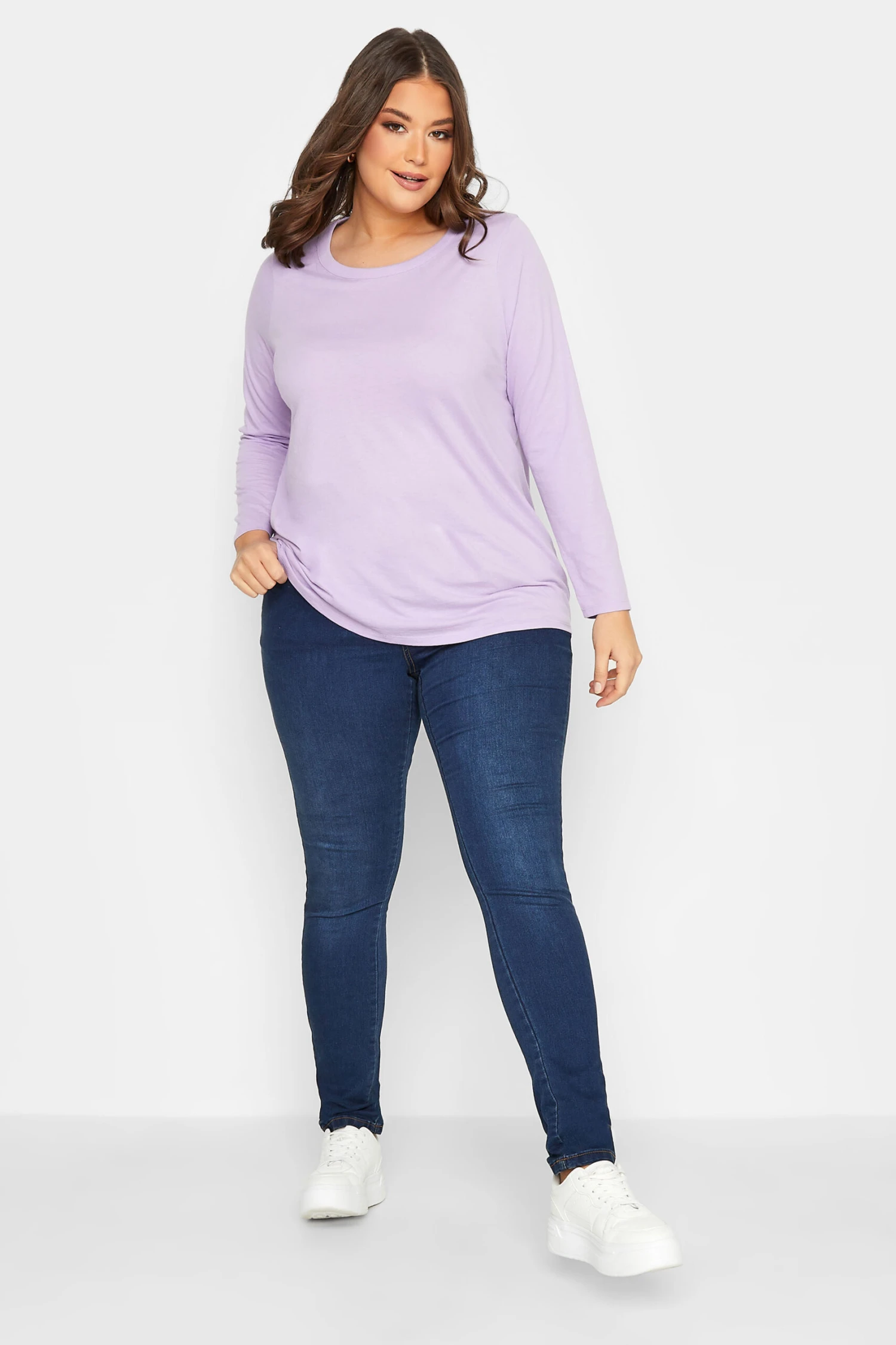 YOURS Curve Lavender Purple Long Sleeve T-Shirt