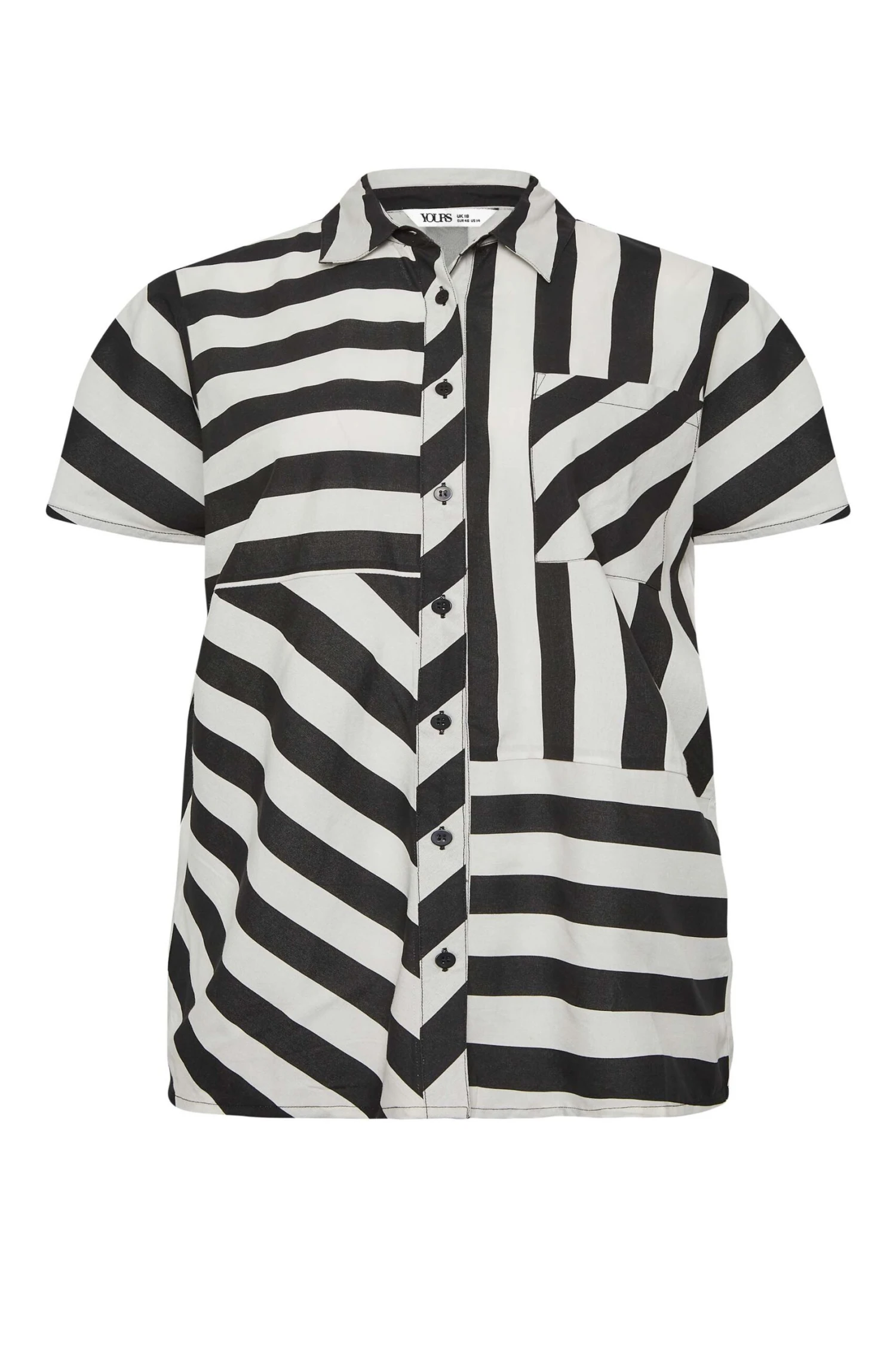 YOURS PETITE Curve Black & White Stripe Shirt - Image 5