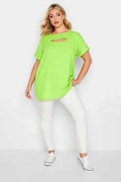 YOURS Curve Lime Green Cut Out T-Shirt