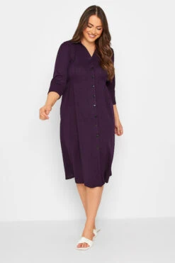 YOURS Curve Purple Textured Collared Dress